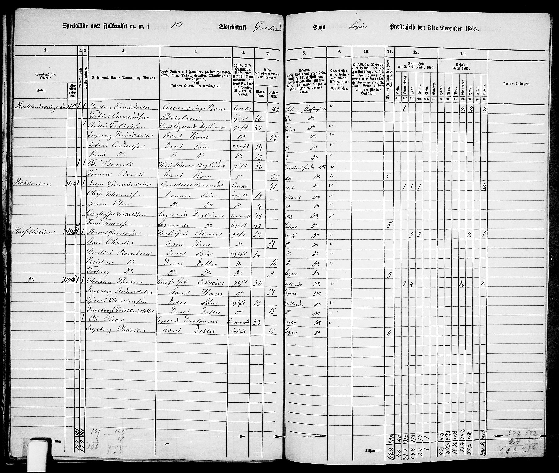 RA, 1865 census for Søgne, 1865, p. 144