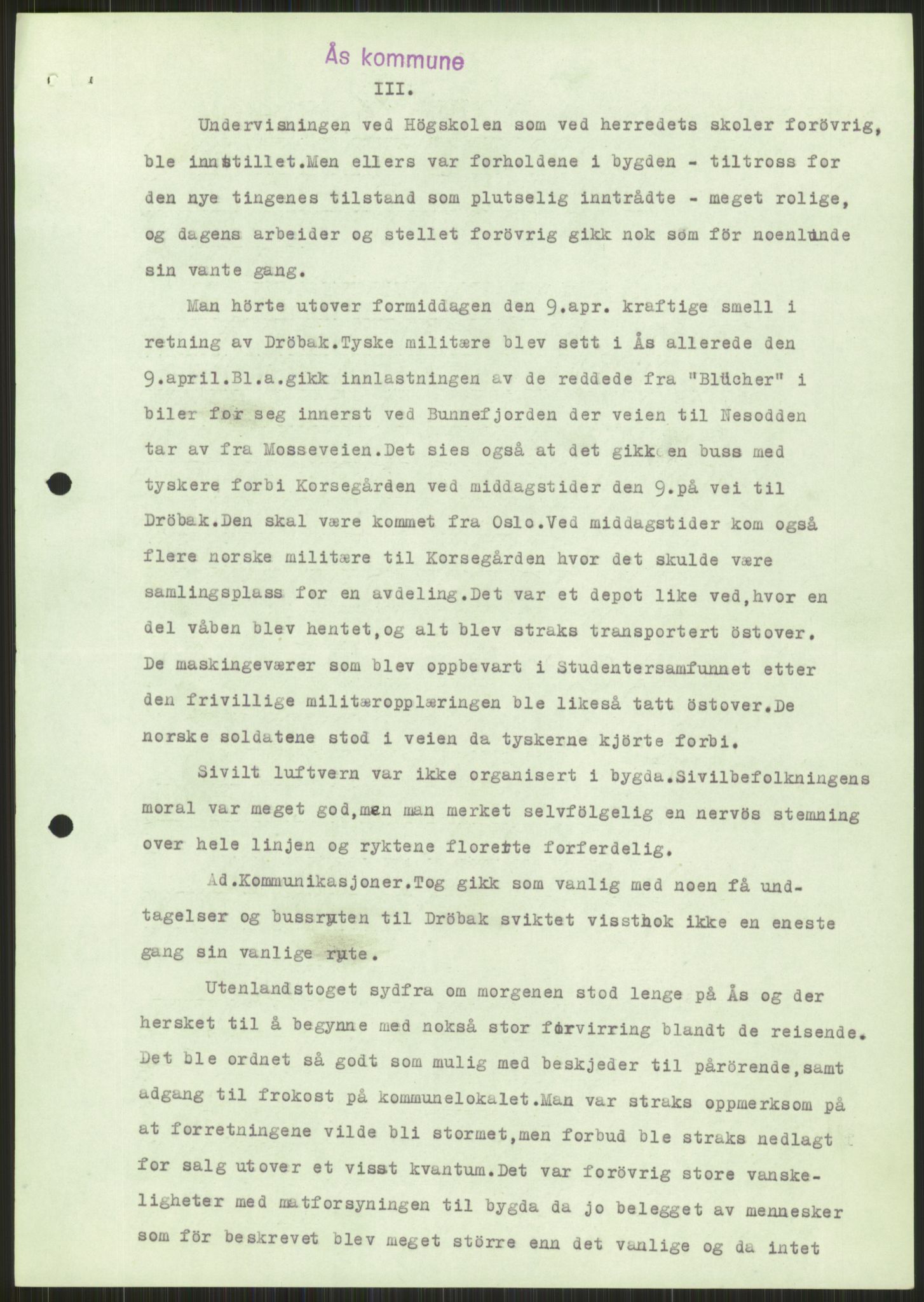 Forsvaret, Forsvarets krigshistoriske avdeling, AV/RA-RAFA-2017/Y/Ya/L0013: II-C-11-31 - Fylkesmenn.  Rapporter om krigsbegivenhetene 1940., 1940, p. 847