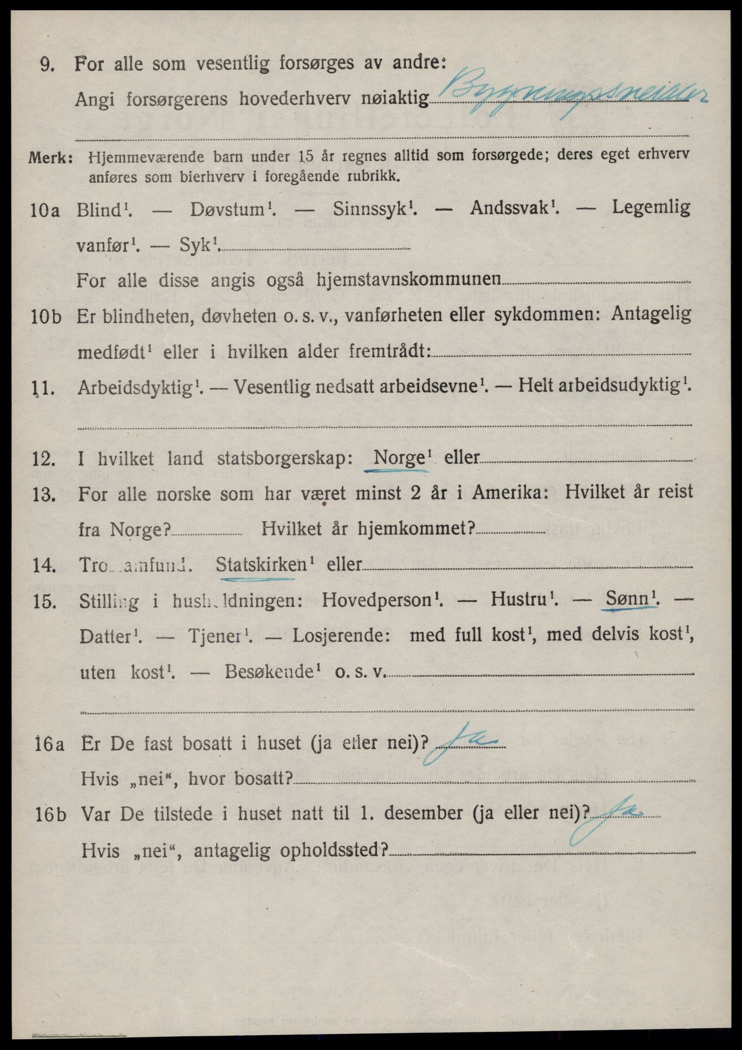 SAT, 1920 census for Vestnes, 1920, p. 3134