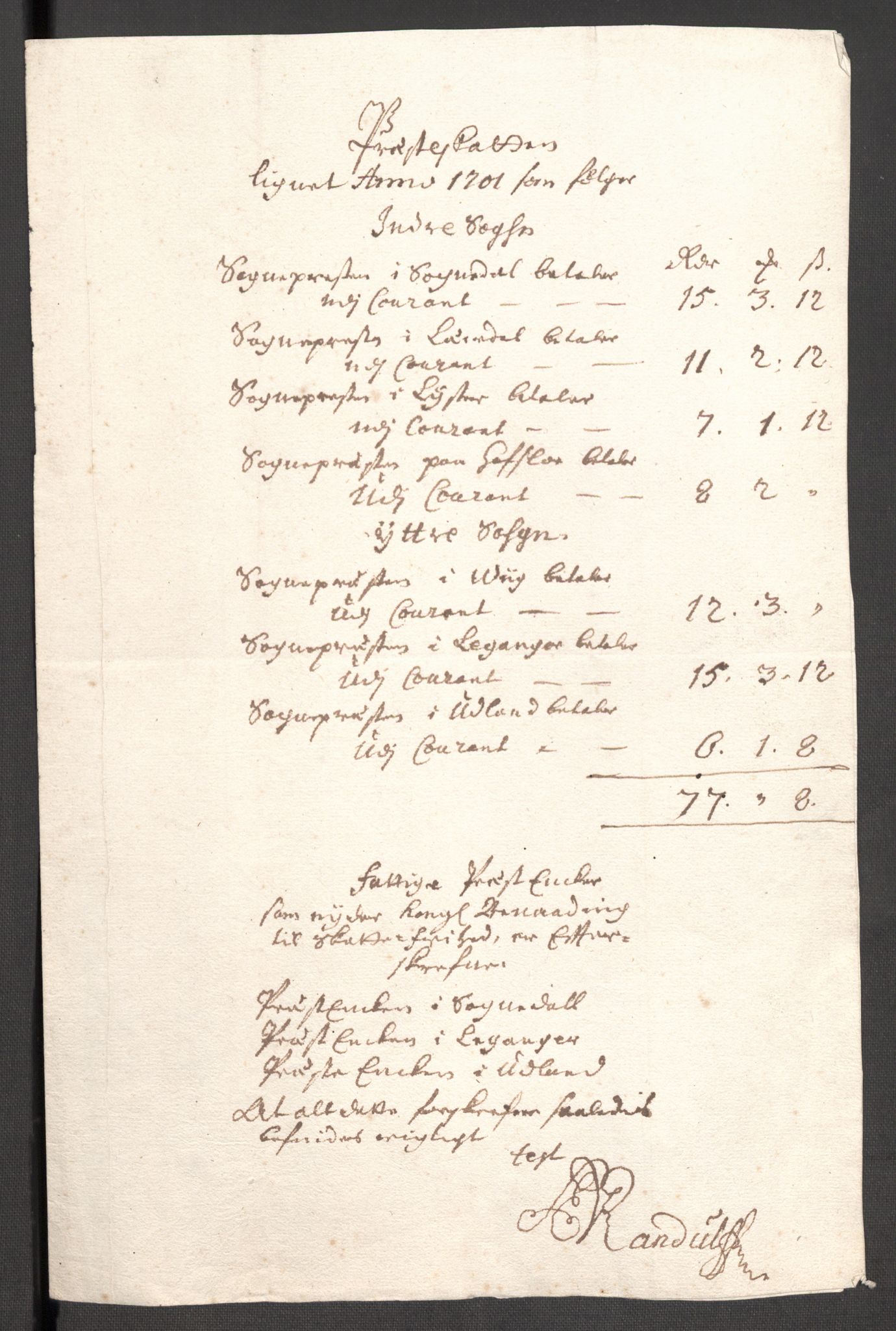 Rentekammeret inntil 1814, Reviderte regnskaper, Fogderegnskap, RA/EA-4092/R52/L3311: Fogderegnskap Sogn, 1700-1701, p. 423