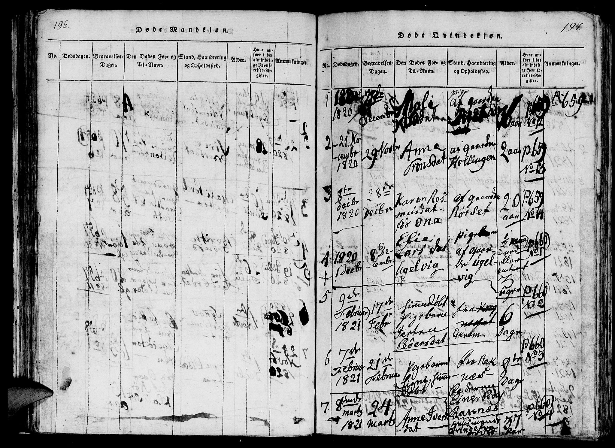 Ministerialprotokoller, klokkerbøker og fødselsregistre - Møre og Romsdal, SAT/A-1454/560/L0718: Parish register (official) no. 560A02, 1817-1844, p. 196-197