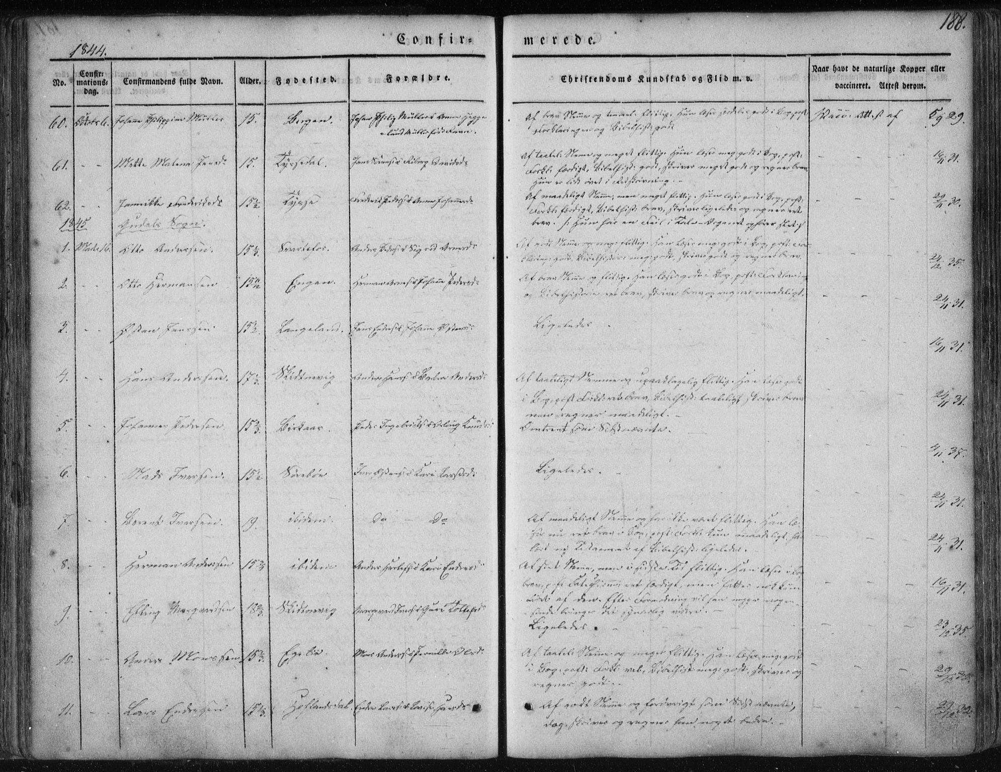 Fjaler sokneprestembete, AV/SAB-A-79801/H/Haa/Haaa/L0006: Parish register (official) no. A 6, 1835-1884, p. 188