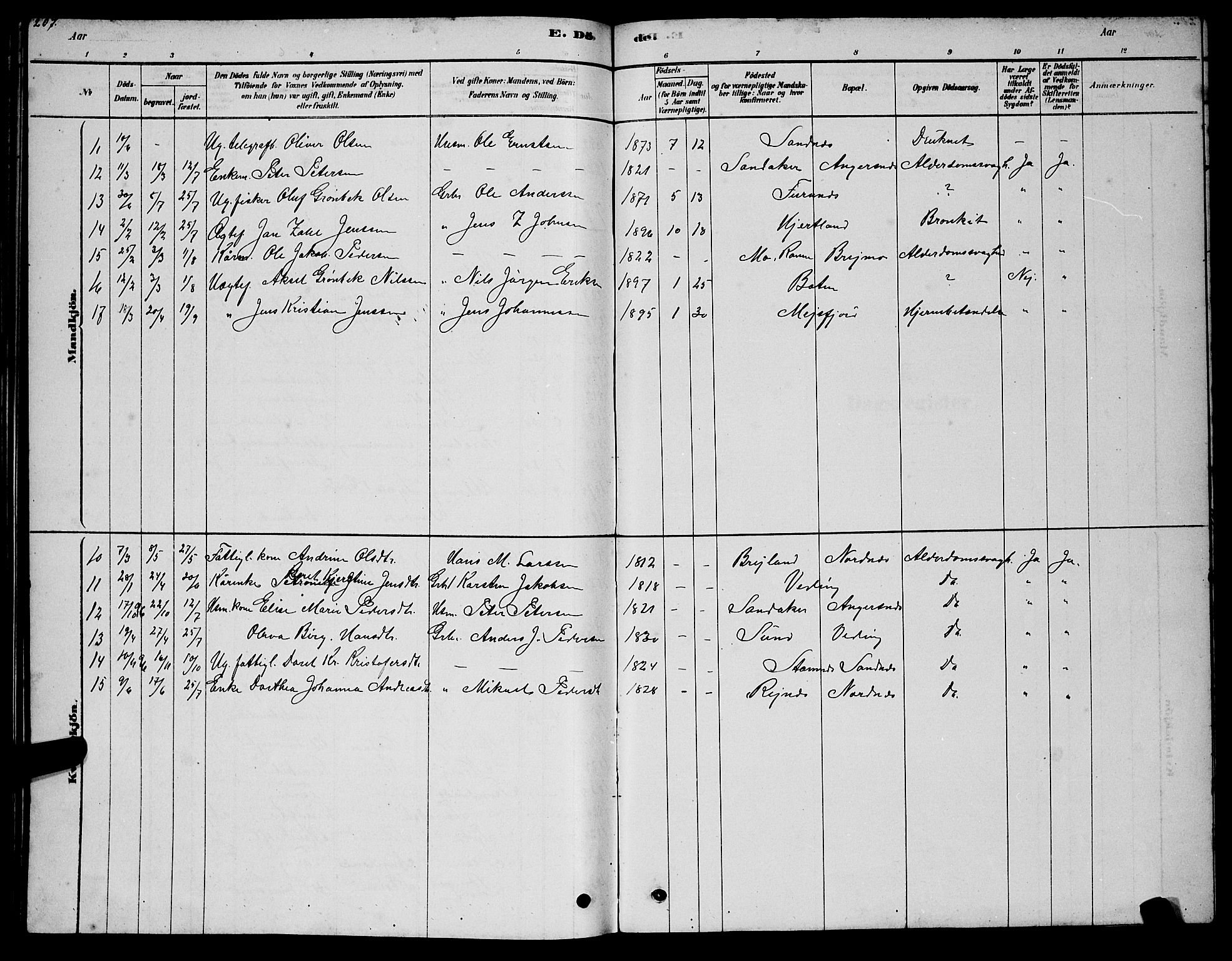 Ministerialprotokoller, klokkerbøker og fødselsregistre - Nordland, AV/SAT-A-1459/831/L0477: Parish register (copy) no. 831C04, 1878-1897, p. 207