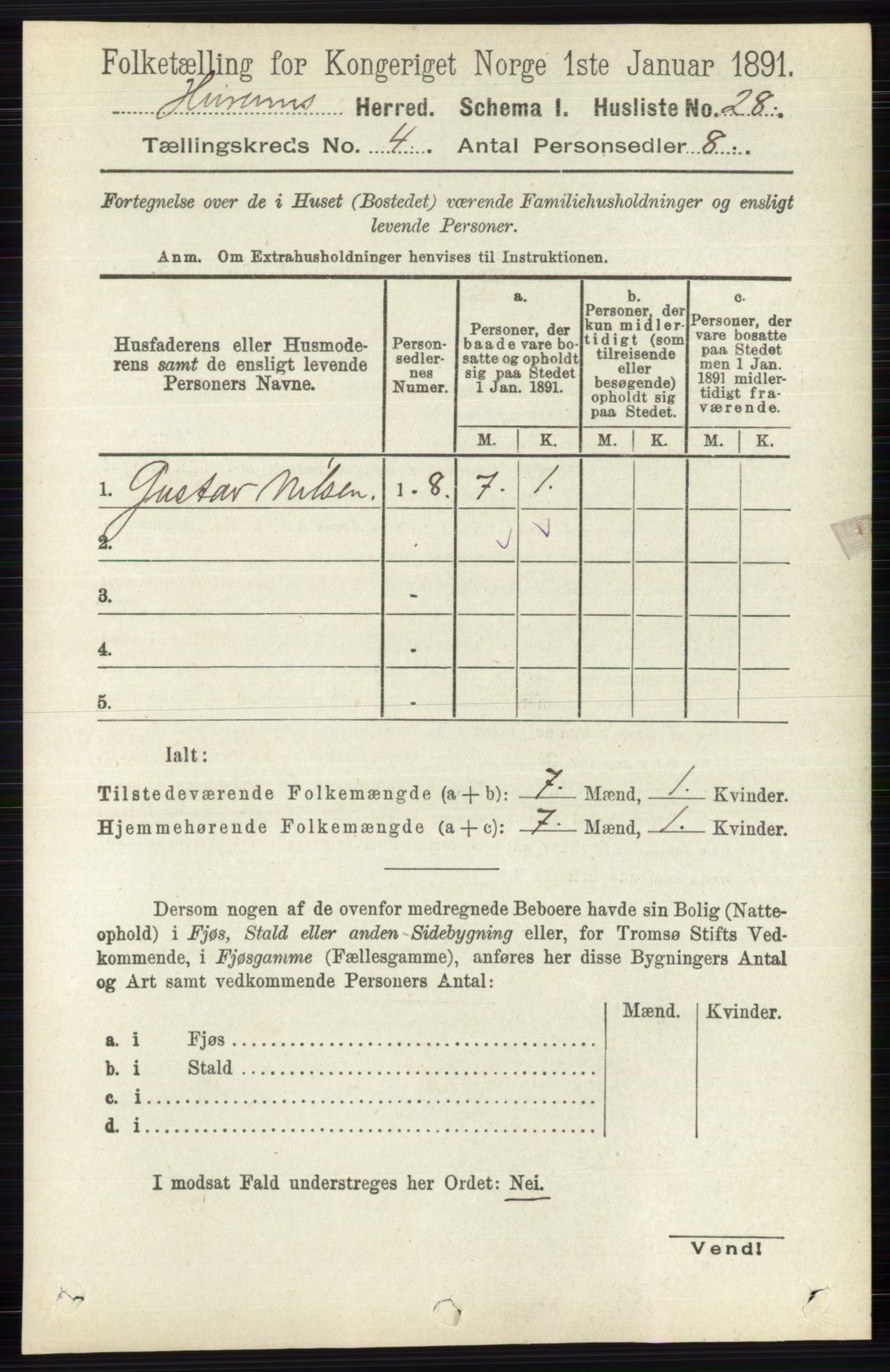 RA, 1891 census for 0628 Hurum, 1891, p. 1147