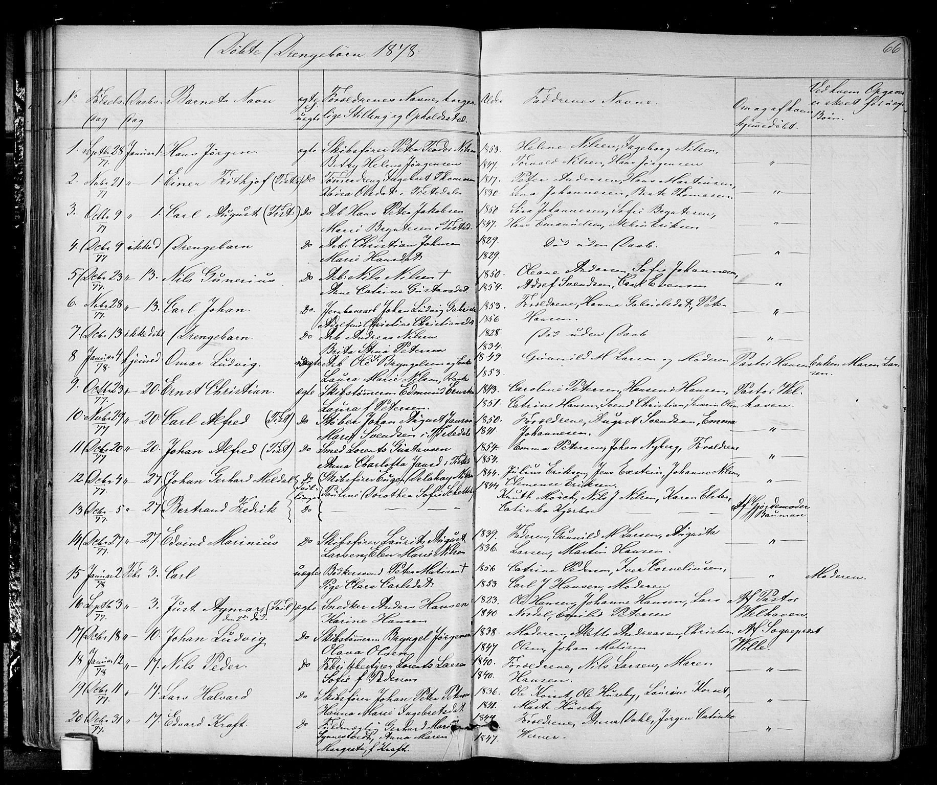 Halden prestekontor Kirkebøker, AV/SAO-A-10909/G/Ga/L0006: Parish register (copy) no. 6, 1869-1884, p. 66