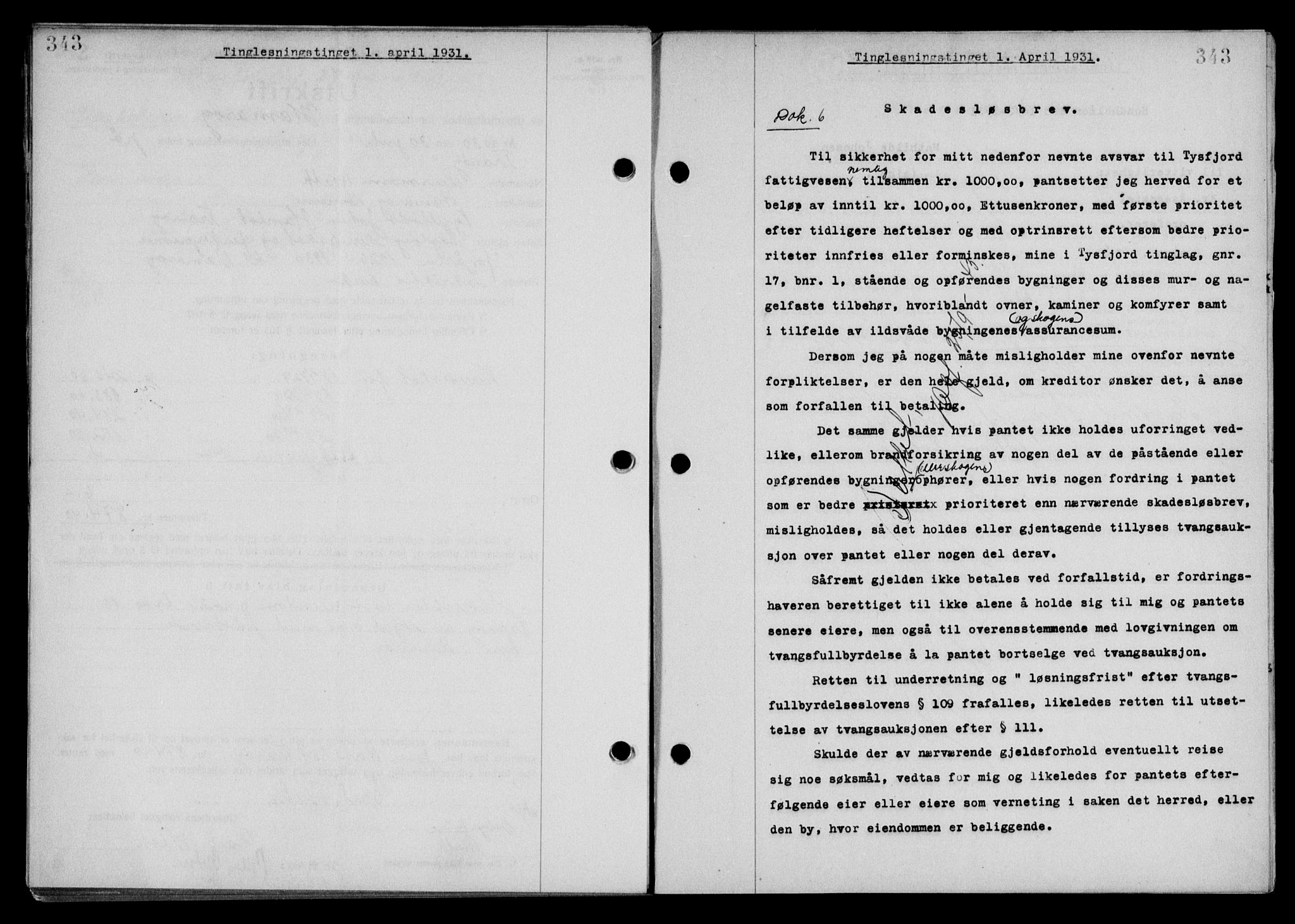 Steigen og Ofoten sorenskriveri, SAT/A-0030/1/2/2C/L0018/0001: Mortgage book no. 20-II og 21, 1930-1931, Deed date: 01.04.1931