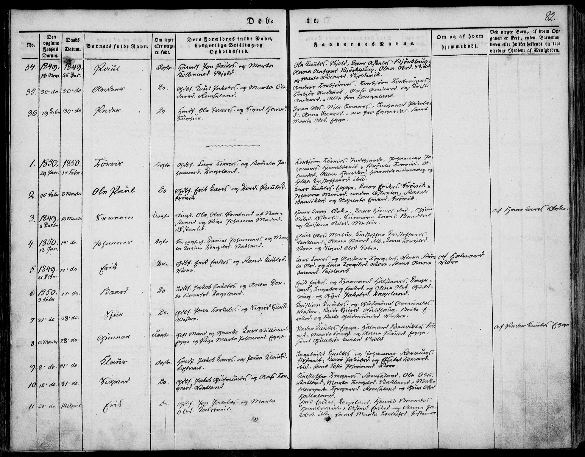 Skjold sokneprestkontor, AV/SAST-A-101847/H/Ha/Haa/L0006: Parish register (official) no. A 6.1, 1835-1858, p. 82