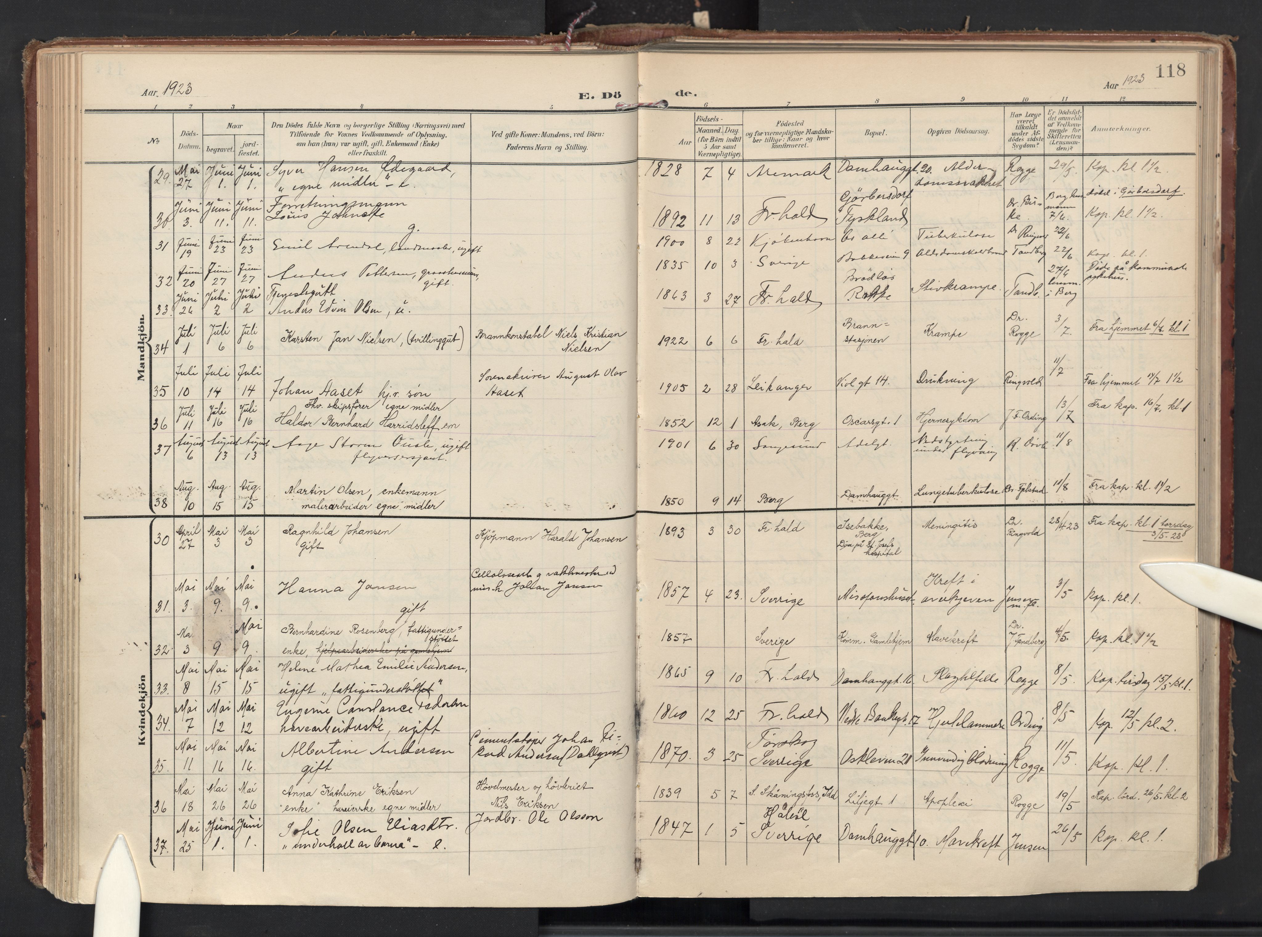 Halden prestekontor Kirkebøker, AV/SAO-A-10909/F/Fa/L0016: Parish register (official) no. I 16, 1907-1925, p. 118