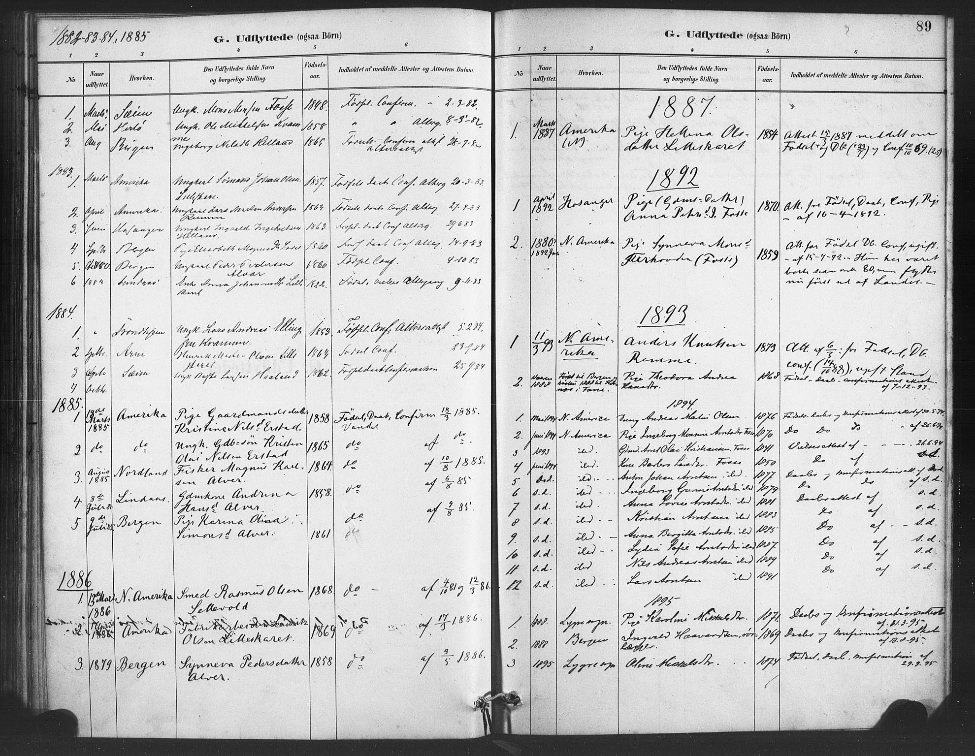 Alversund Sokneprestembete, SAB/A-73901/H/Ha/Haa/Haaa/L0001: Parish register (official) no. A 1, 1882-1896, p. 89