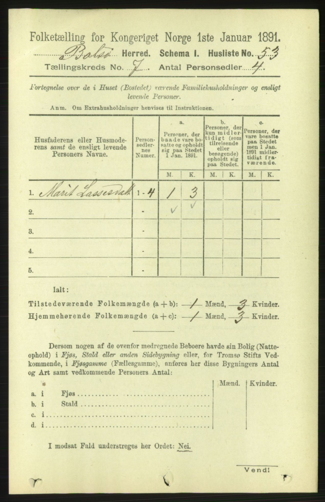 RA, 1891 census for 1544 Bolsøy, 1891, p. 4176