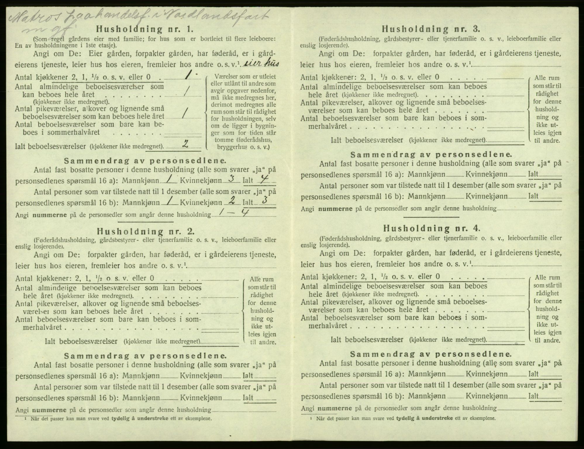 SAB, 1920 census for Tysnes, 1920, p. 1243