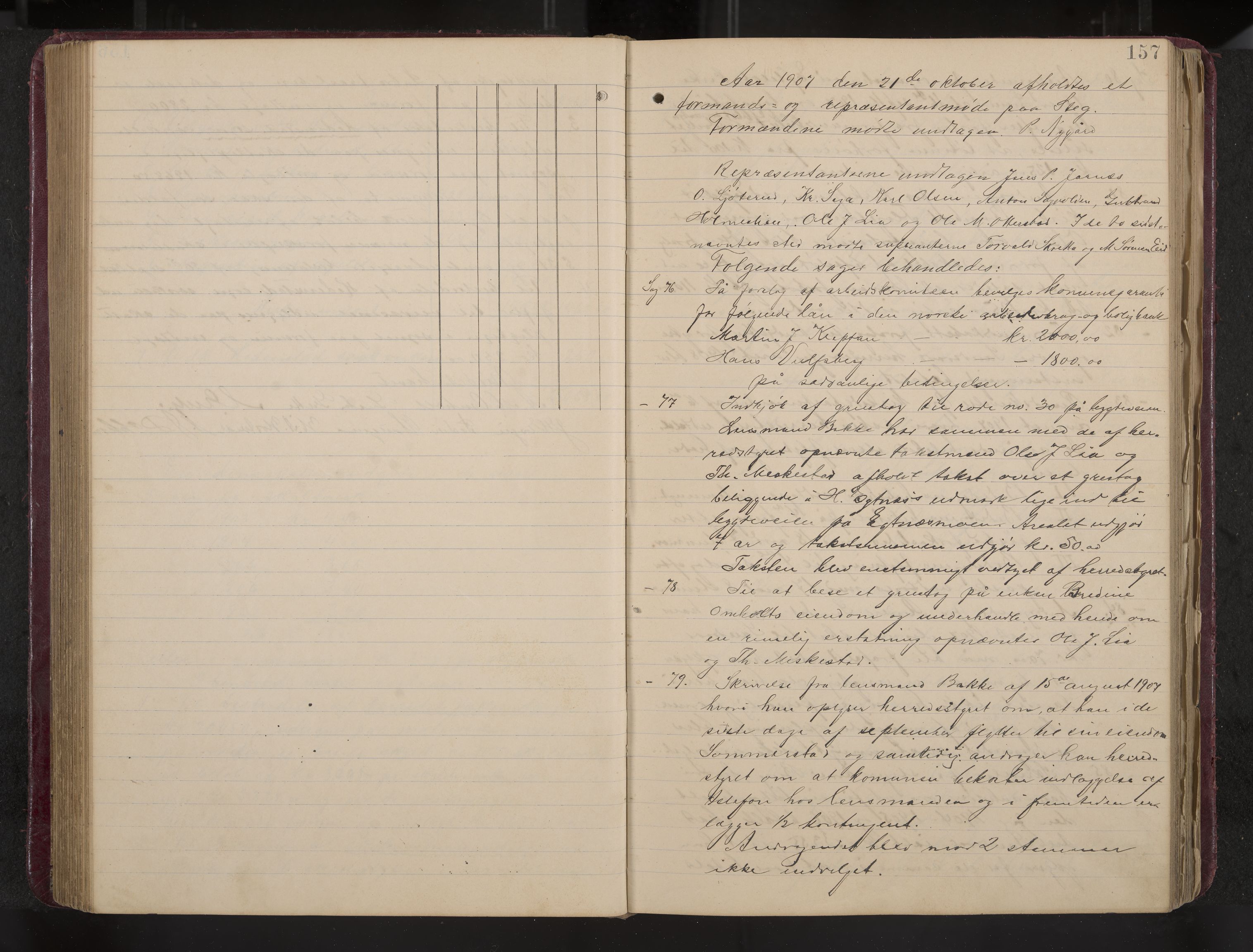 Ytre Sandsvær formannskap og sentraladministrasjon, IKAK/0629021/A/Aa/L0001: Møtebok med register, 1902-1919, p. 157