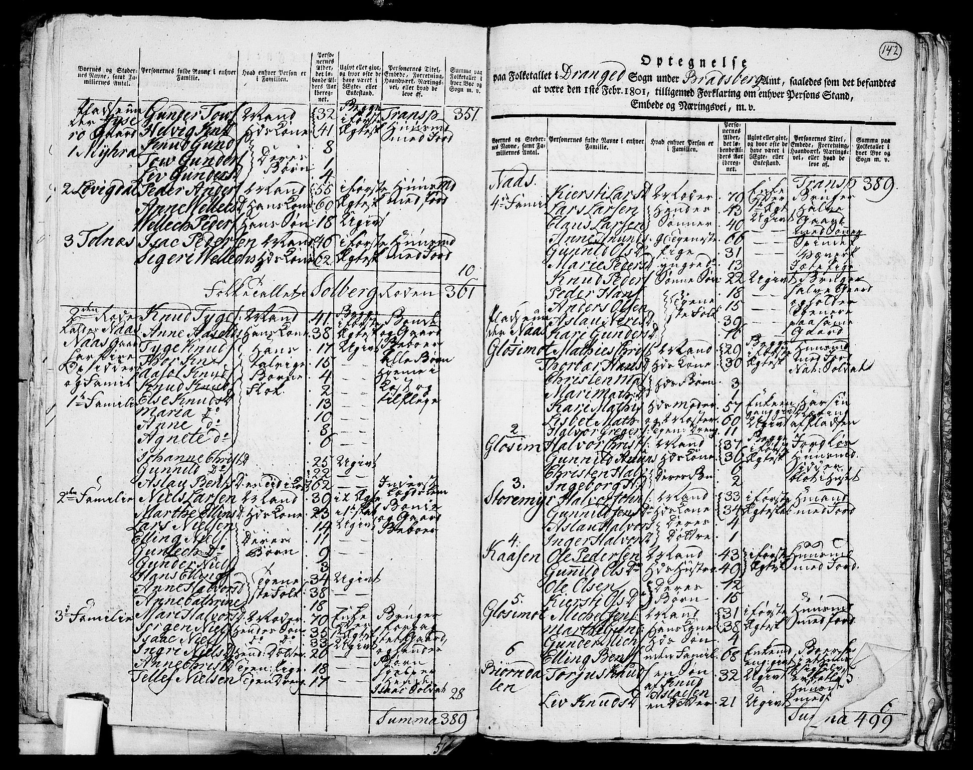 RA, 1801 census for 0817P Drangedal, 1801, p. 141b-142a