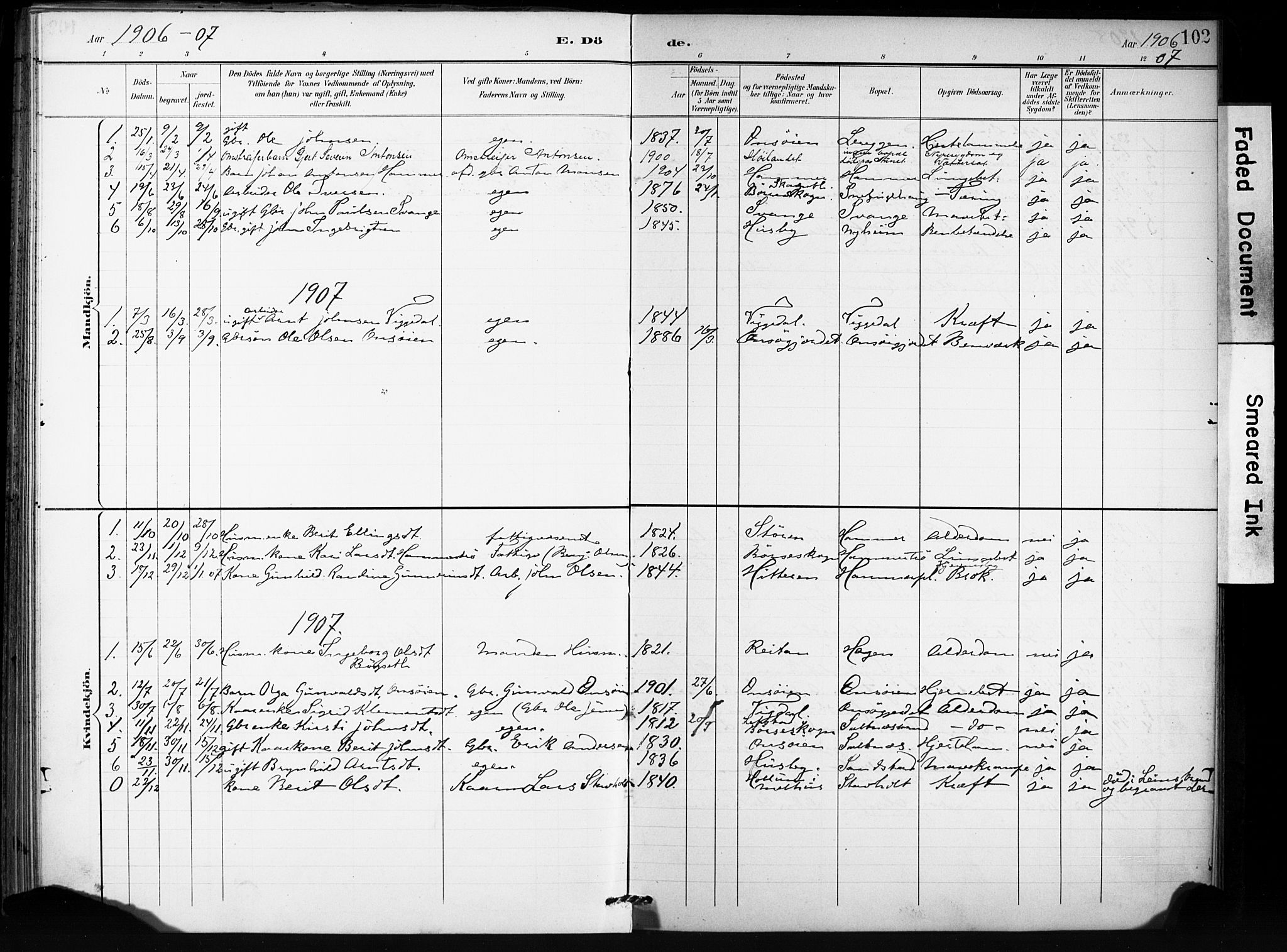 Ministerialprotokoller, klokkerbøker og fødselsregistre - Sør-Trøndelag, AV/SAT-A-1456/666/L0787: Parish register (official) no. 666A05, 1895-1908, p. 102