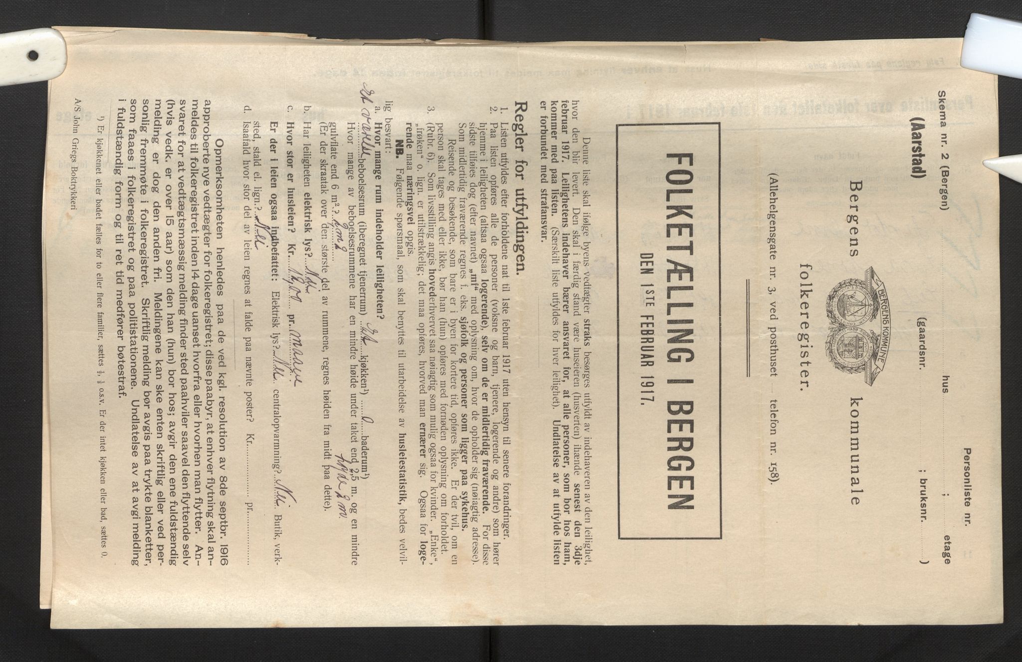 SAB, Municipal Census 1917 for Bergen, 1917, p. 52319