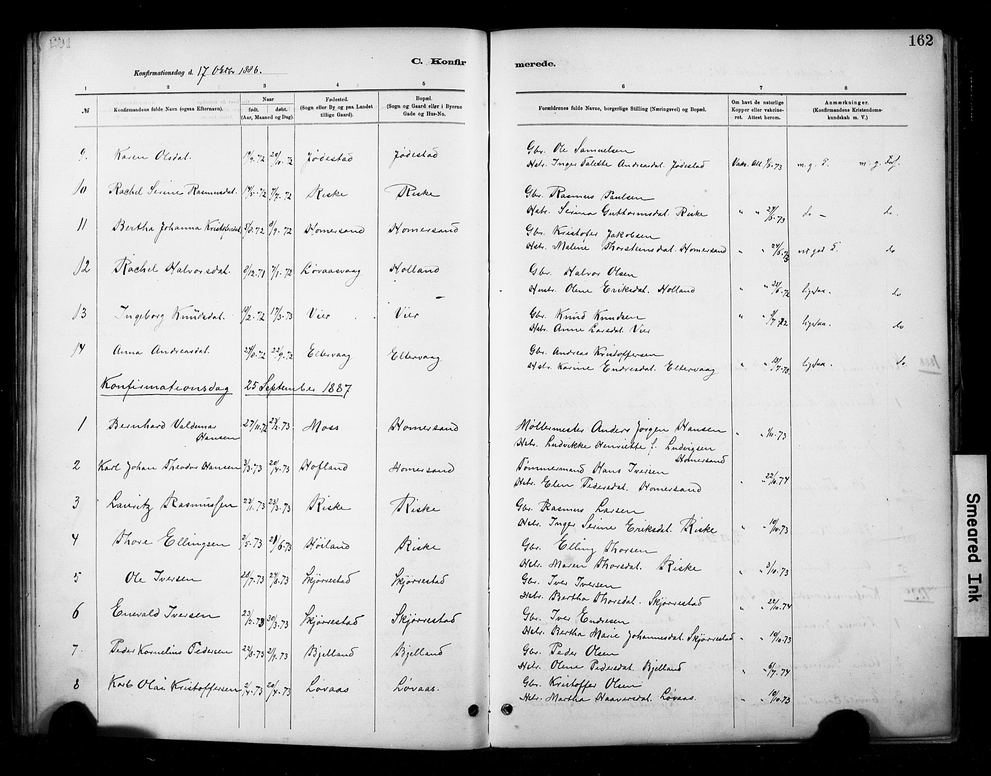 Hetland sokneprestkontor, AV/SAST-A-101826/30/30BA/L0010: Parish register (official) no. A 10, 1882-1925, p. 162