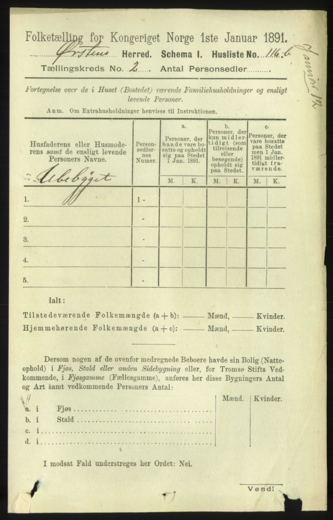 RA, 1891 census for 1520 Ørsta, 1891, p. 485