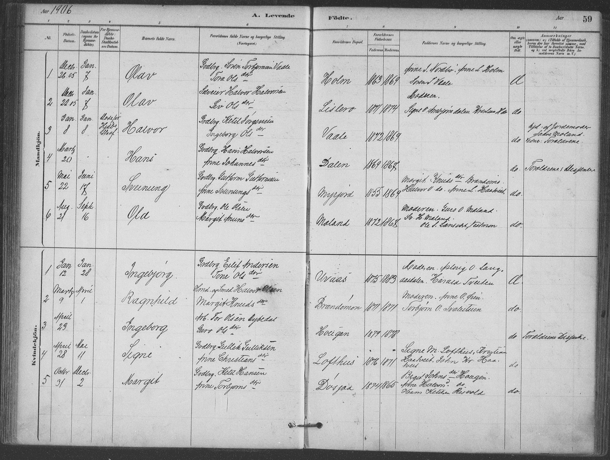 Hjartdal kirkebøker, SAKO/A-270/F/Fa/L0010: Parish register (official) no. I 10, 1880-1929, p. 59