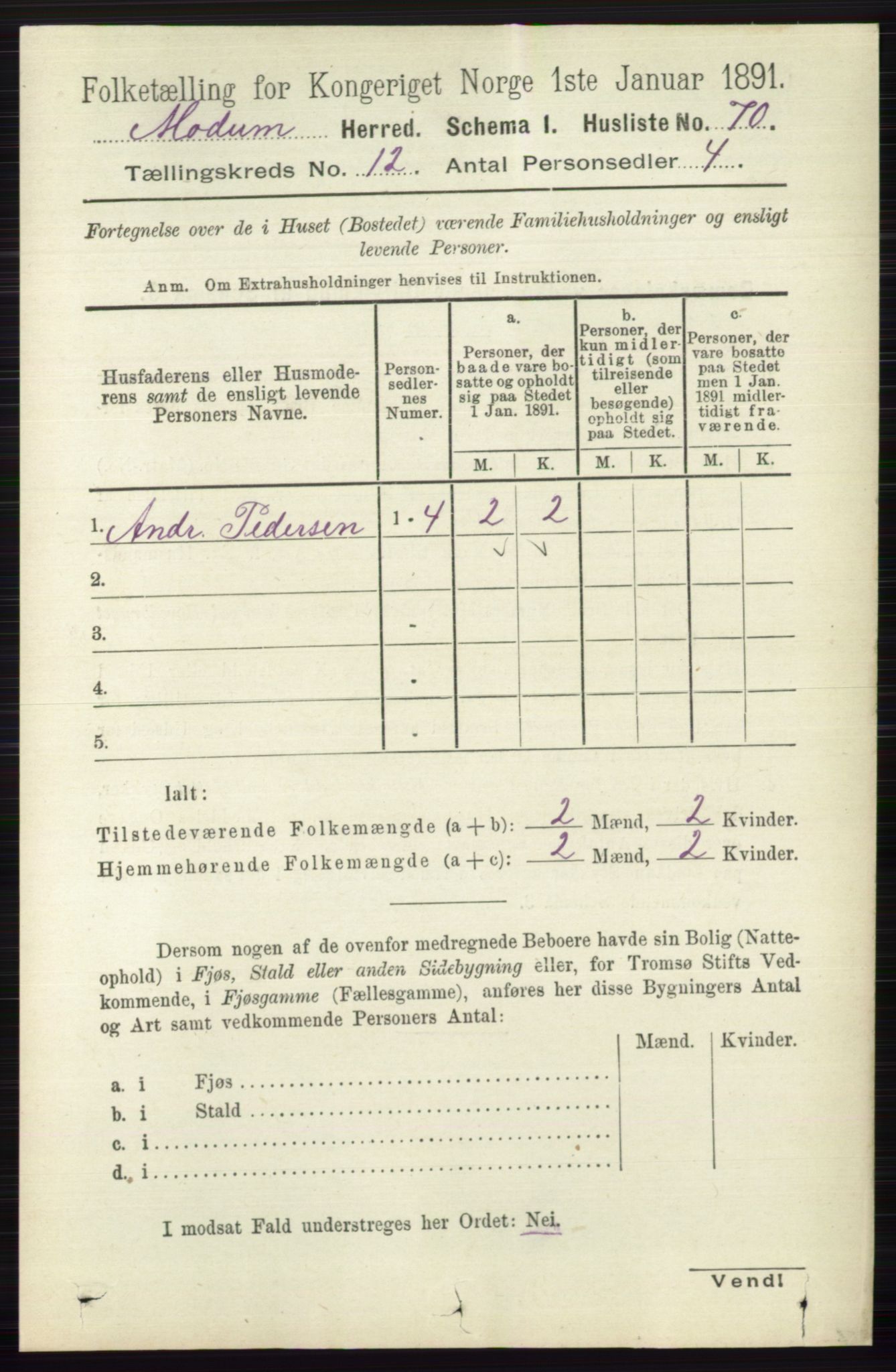 RA, 1891 census for 0623 Modum, 1891, p. 4445