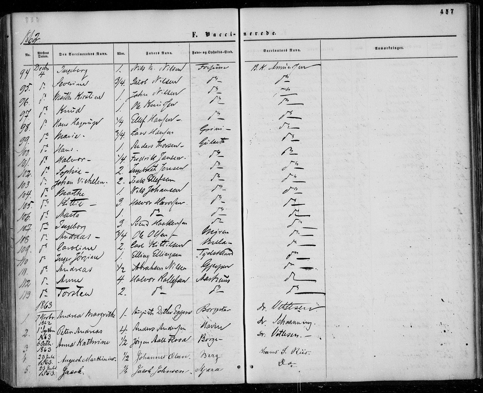Gjerpen kirkebøker, SAKO/A-265/F/Fa/L0008b: Parish register (official) no. I 8B, 1857-1871, p. 457