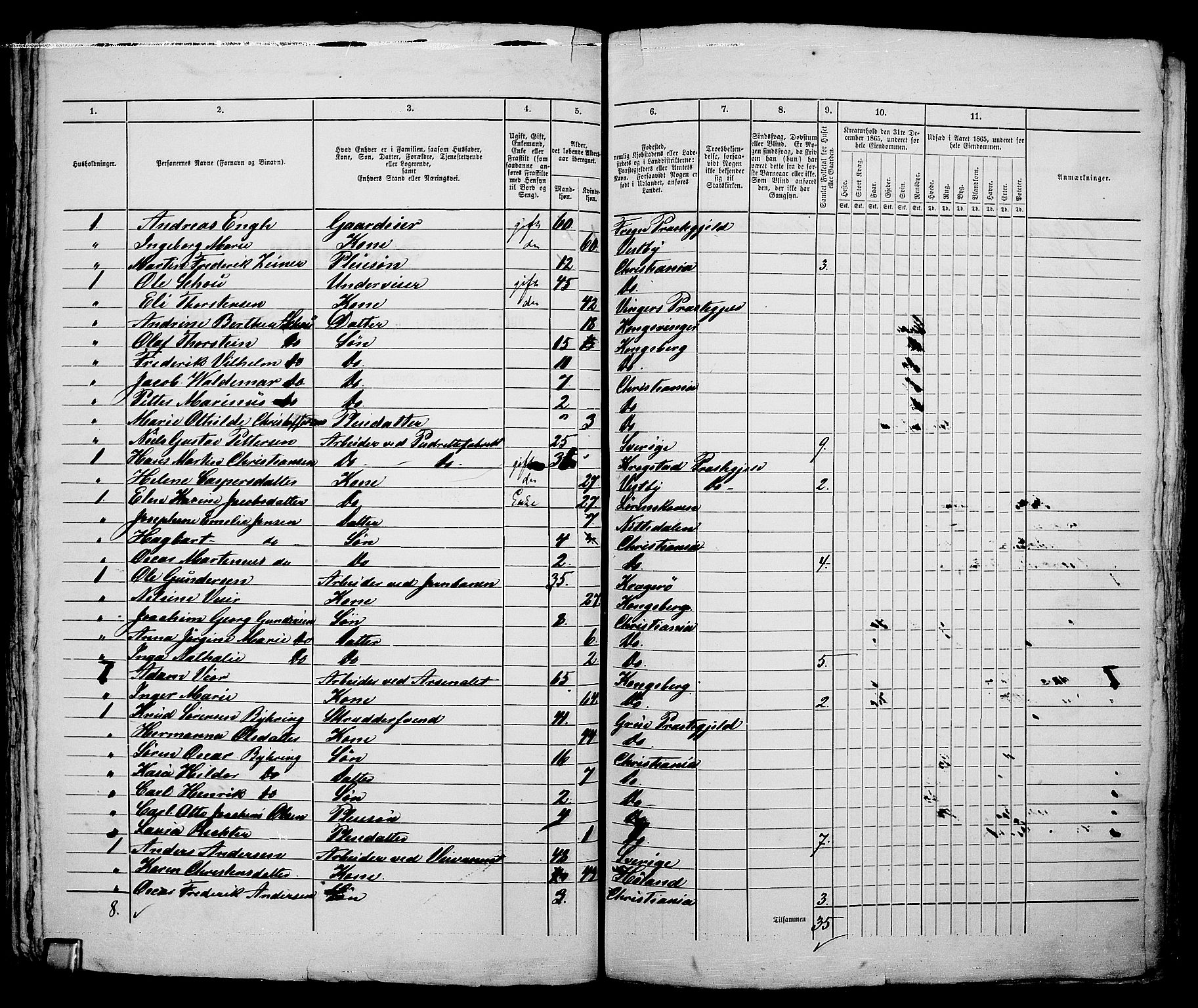 RA, 1865 census for Kristiania, 1865, p. 3325