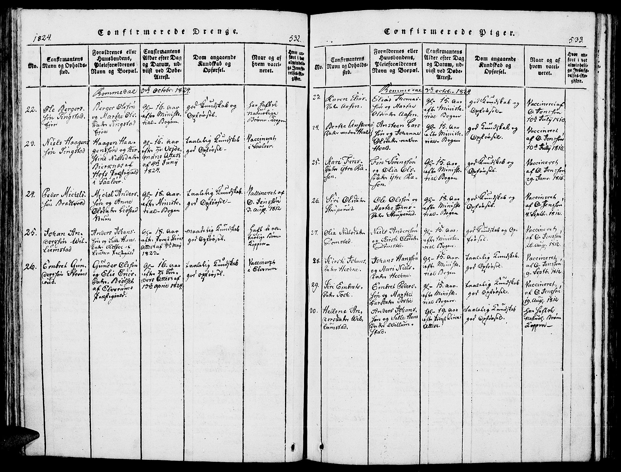 Romedal prestekontor, SAH/PREST-004/K/L0002: Parish register (official) no. 2, 1814-1828, p. 532-533