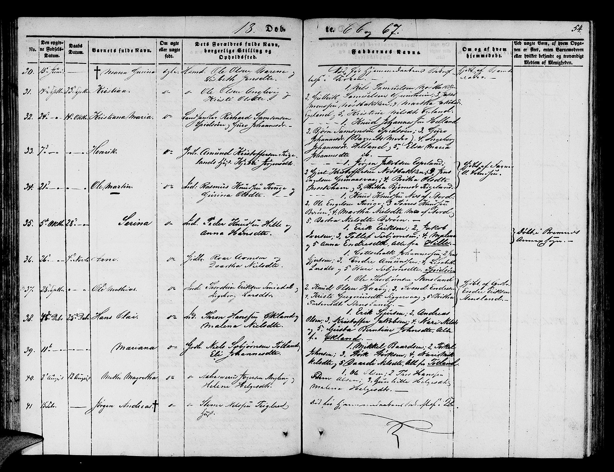 Finnås sokneprestembete, SAB/A-99925/H/Ha/Hab/Haba/L0001: Parish register (copy) no. A 1, 1851-1873, p. 54