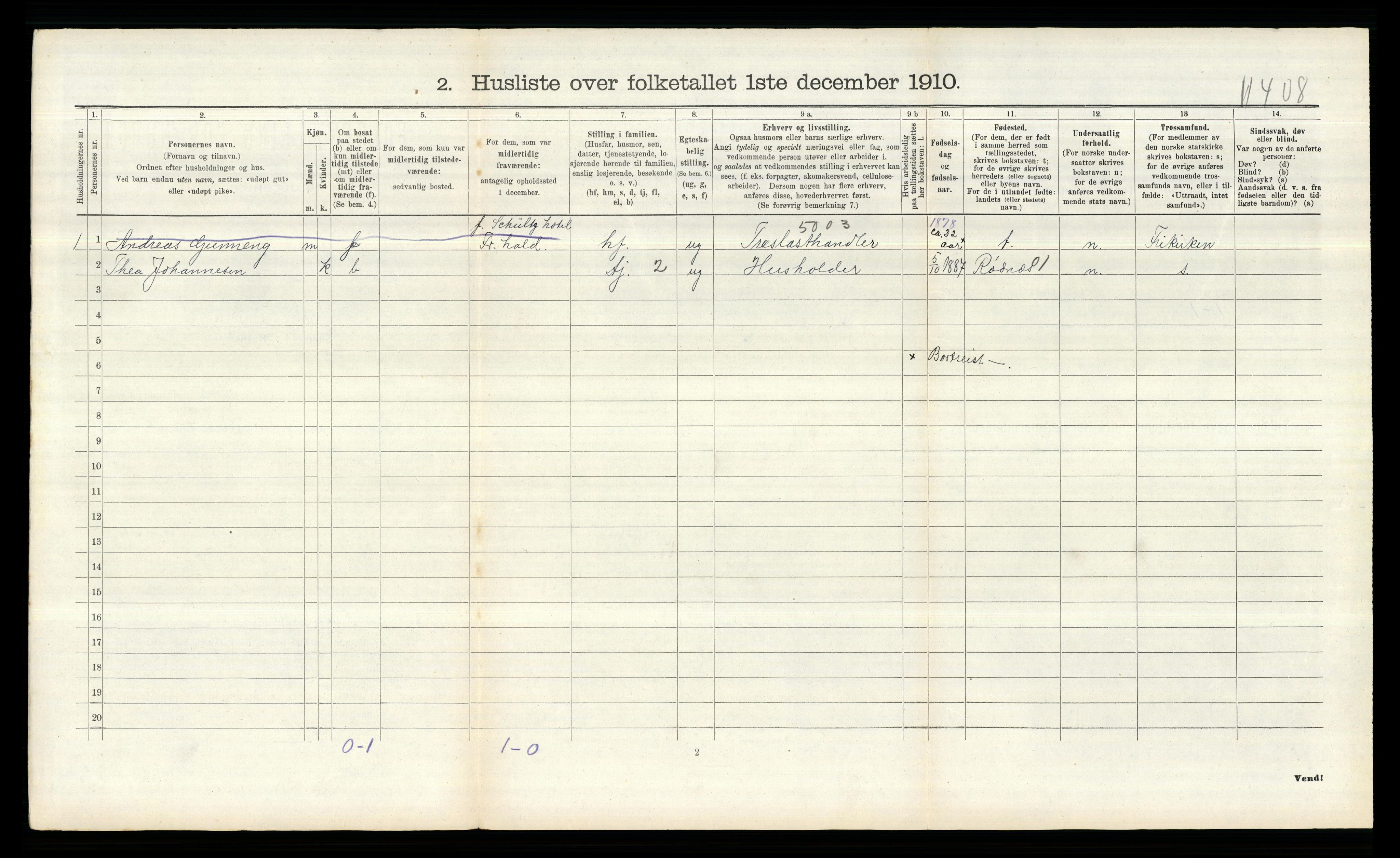 RA, 1910 census for Aremark, 1910, p. 304