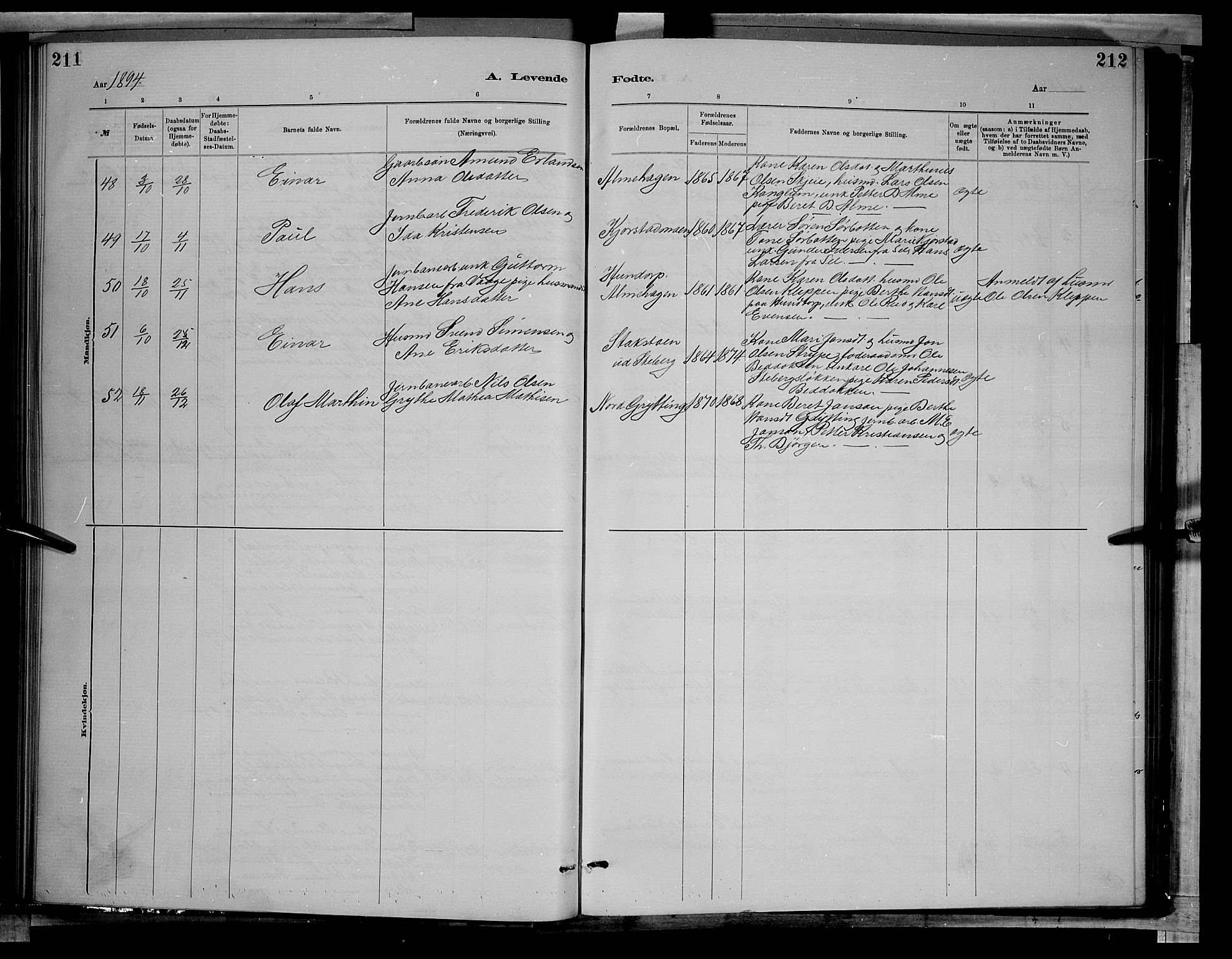 Sør-Fron prestekontor, SAH/PREST-010/H/Ha/Hab/L0003: Parish register (copy) no. 3, 1884-1896, p. 211-212