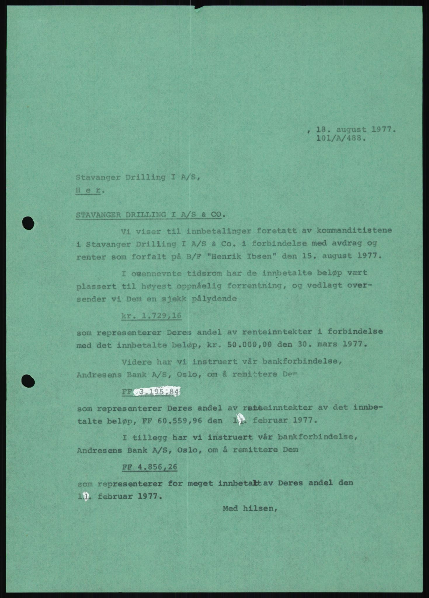 Pa 1503 - Stavanger Drilling AS, AV/SAST-A-101906/D/L0006: Korrespondanse og saksdokumenter, 1974-1984, p. 1191