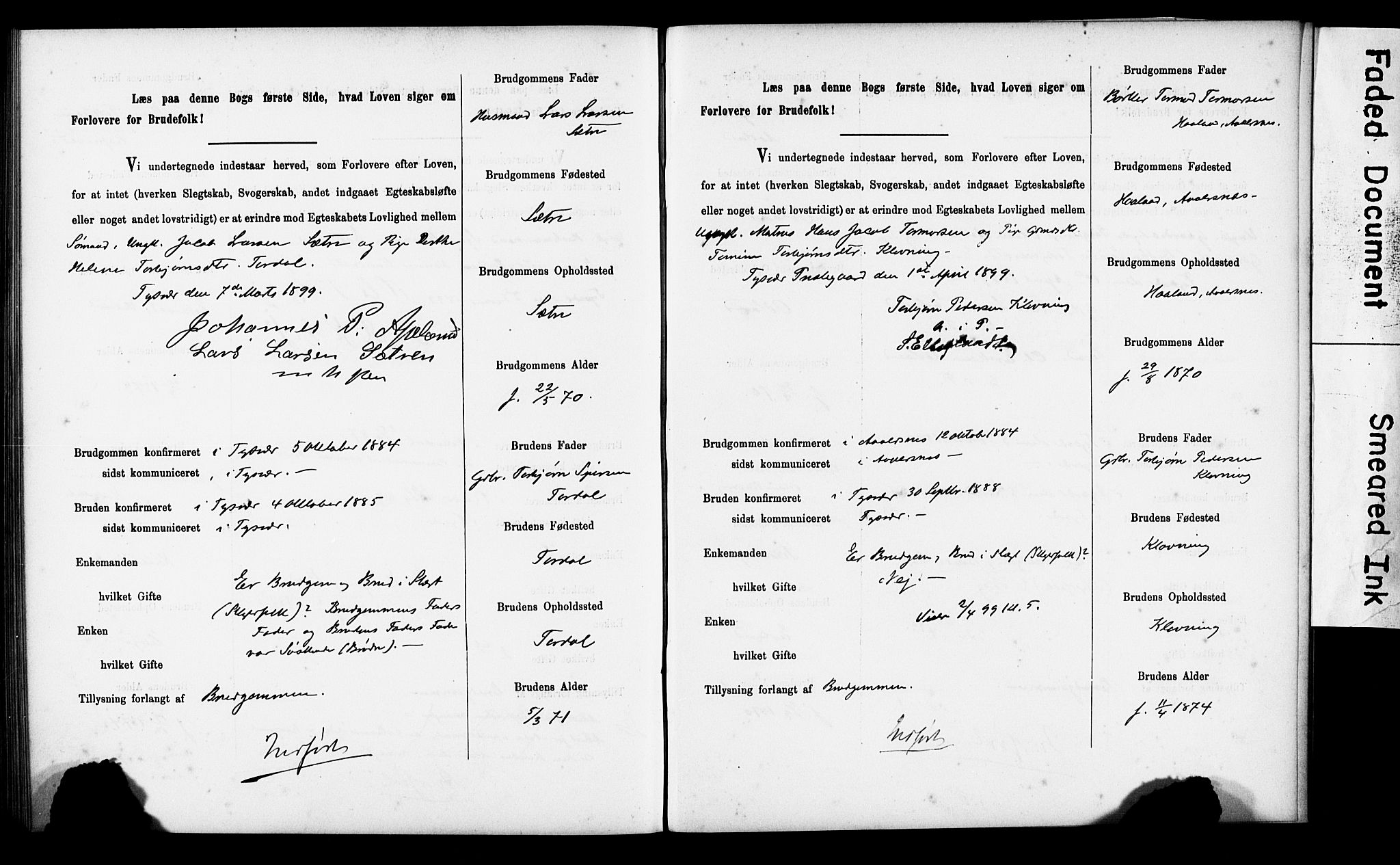 Tysvær sokneprestkontor, AV/SAST-A -101864/I/Ie/L0001: Banns register no. IX, 1886-1901