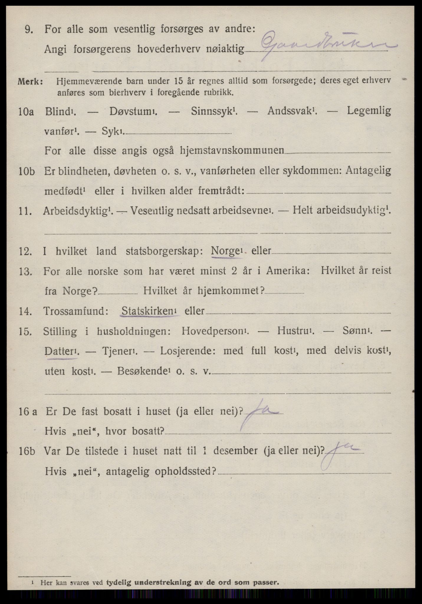 SAT, 1920 census for Volda, 1920, p. 12351