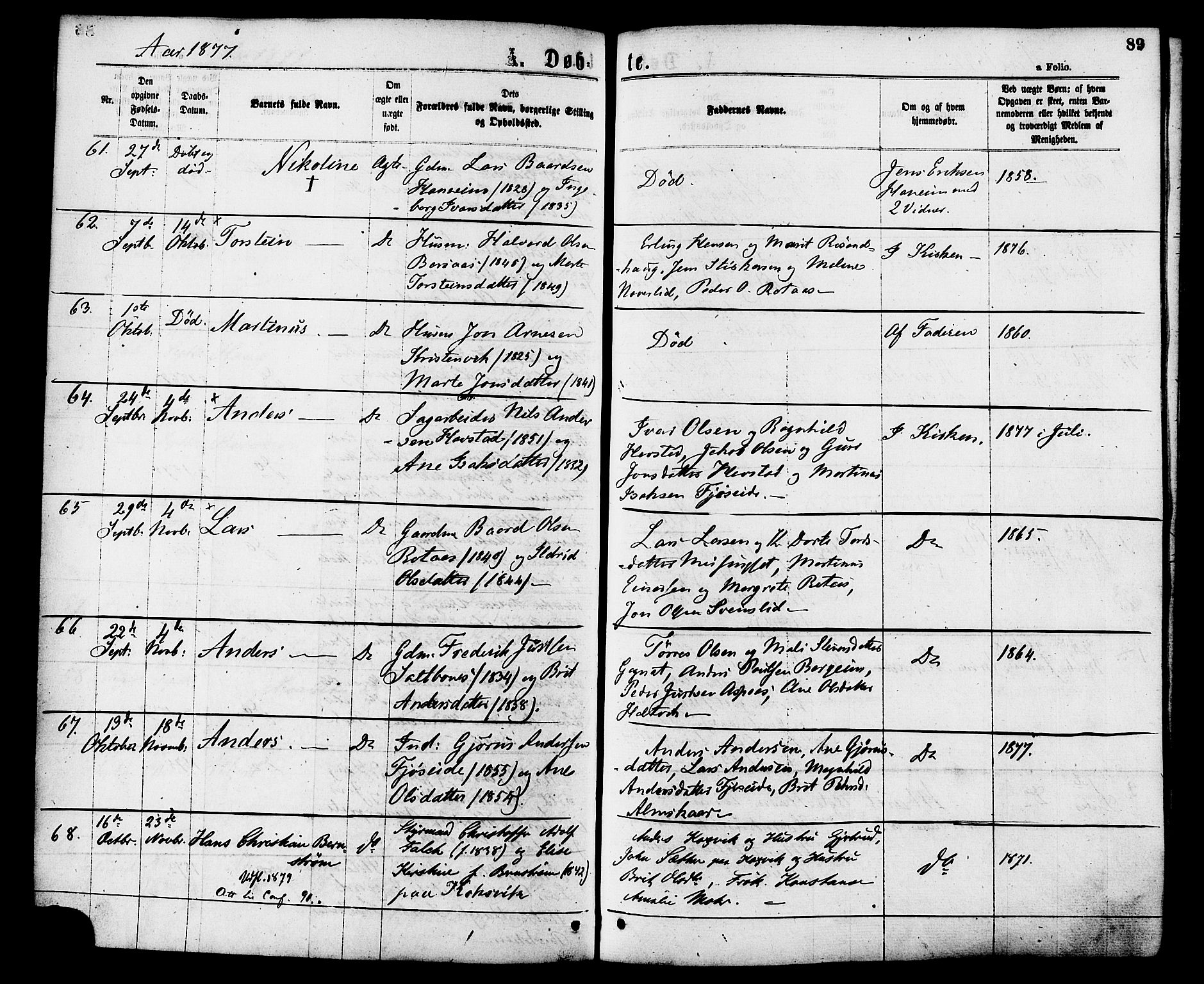 Ministerialprotokoller, klokkerbøker og fødselsregistre - Møre og Romsdal, AV/SAT-A-1454/586/L0986: Parish register (official) no. 586A12, 1867-1878, p. 89