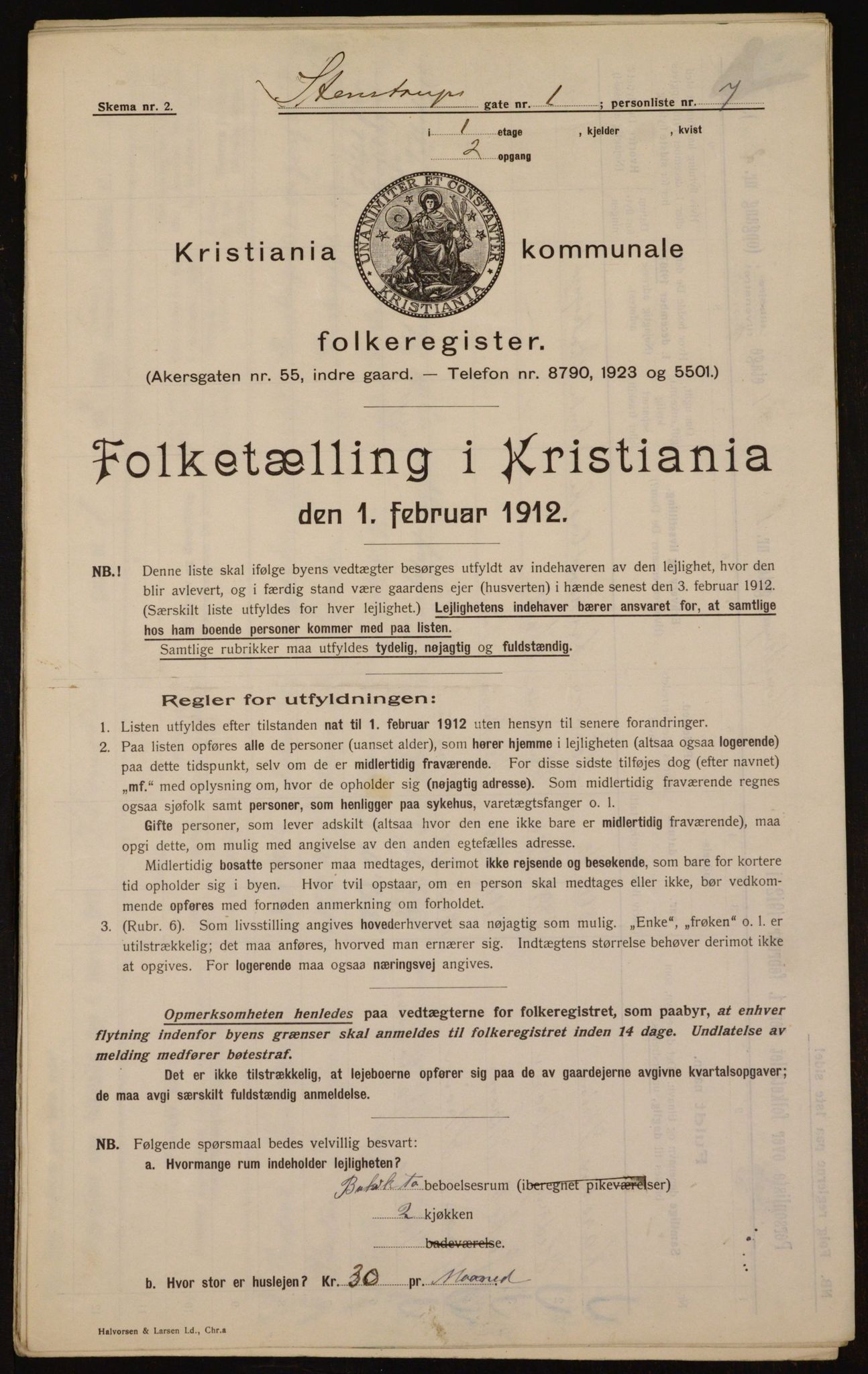OBA, Municipal Census 1912 for Kristiania, 1912, p. 100917