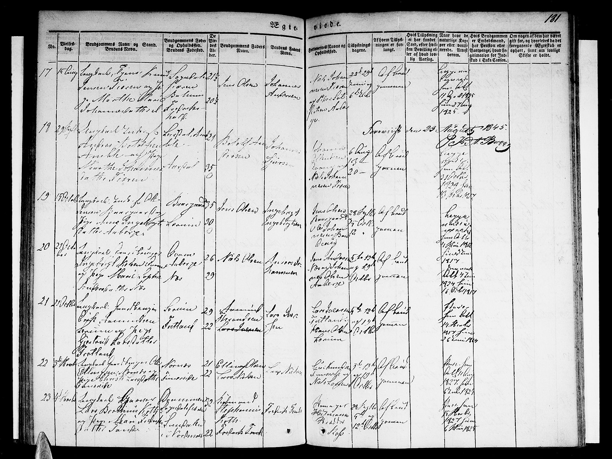 Sogndal sokneprestembete, AV/SAB-A-81301/H/Haa/Haaa/L0011: Parish register (official) no. A 11, 1839-1847, p. 181