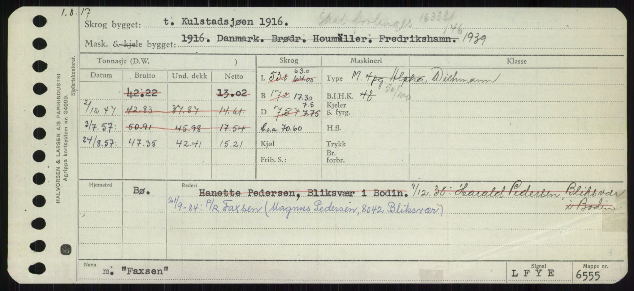 Sjøfartsdirektoratet med forløpere, Skipsmålingen, AV/RA-S-1627/H/Ha/L0002/0001: Fartøy, Eik-Hill / Fartøy, Eik-F, p. 341