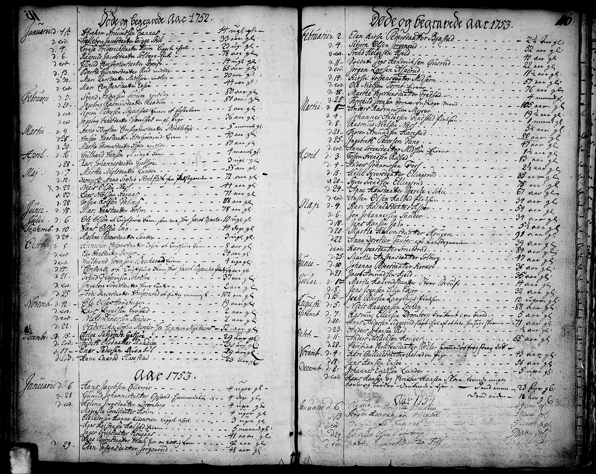 Kråkstad prestekontor Kirkebøker, SAO/A-10125a/F/Fa/L0001: Parish register (official) no. I 1, 1736-1785, p. 116