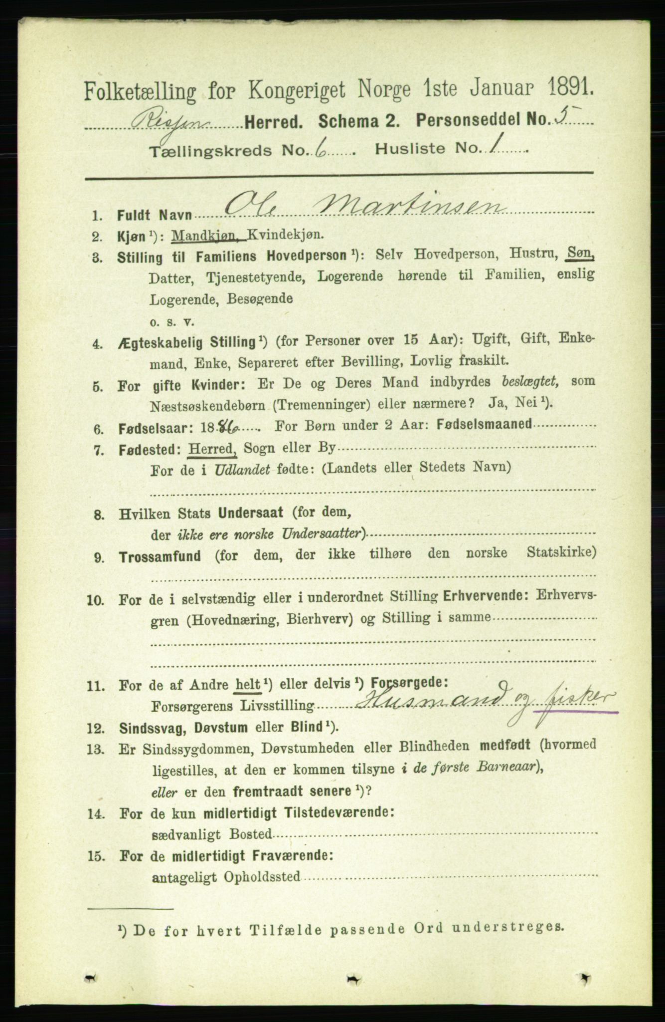 RA, 1891 census for 1624 Rissa, 1891, p. 3306