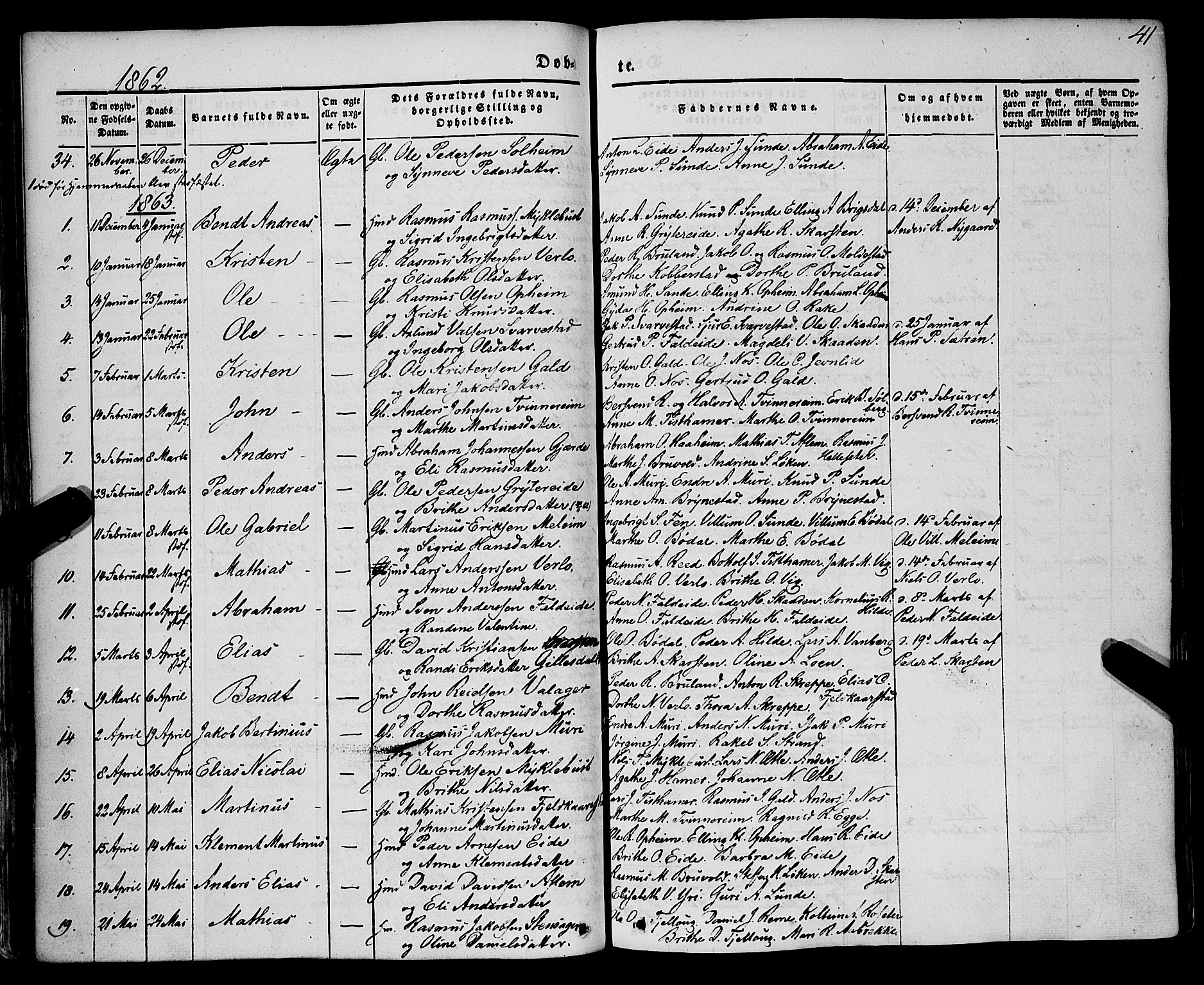 Innvik sokneprestembete, AV/SAB-A-80501: Parish register (official) no. A 5, 1847-1865, p. 41