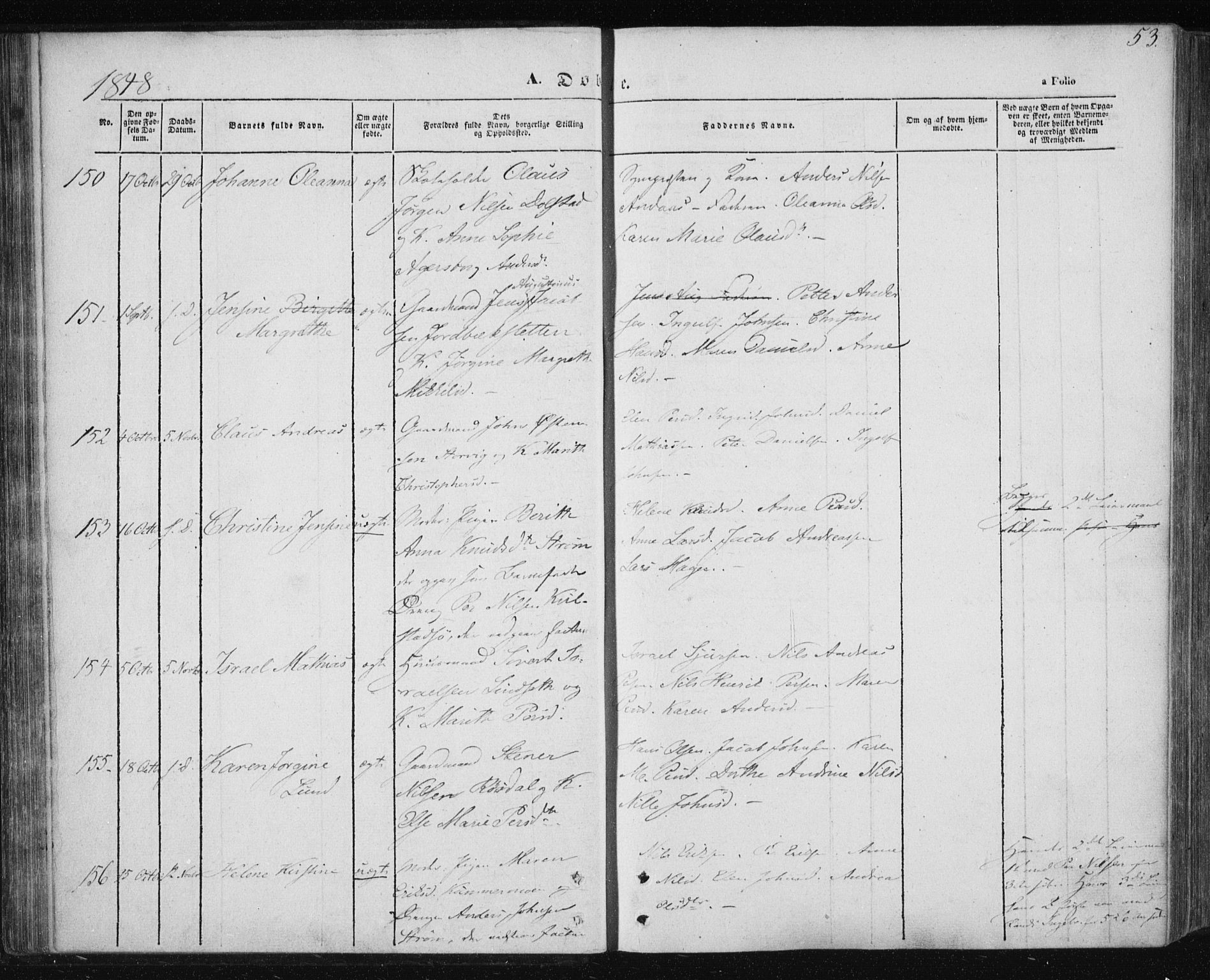 Ministerialprotokoller, klokkerbøker og fødselsregistre - Nordland, AV/SAT-A-1459/820/L0291: Parish register (official) no. 820A12, 1846-1854, p. 53