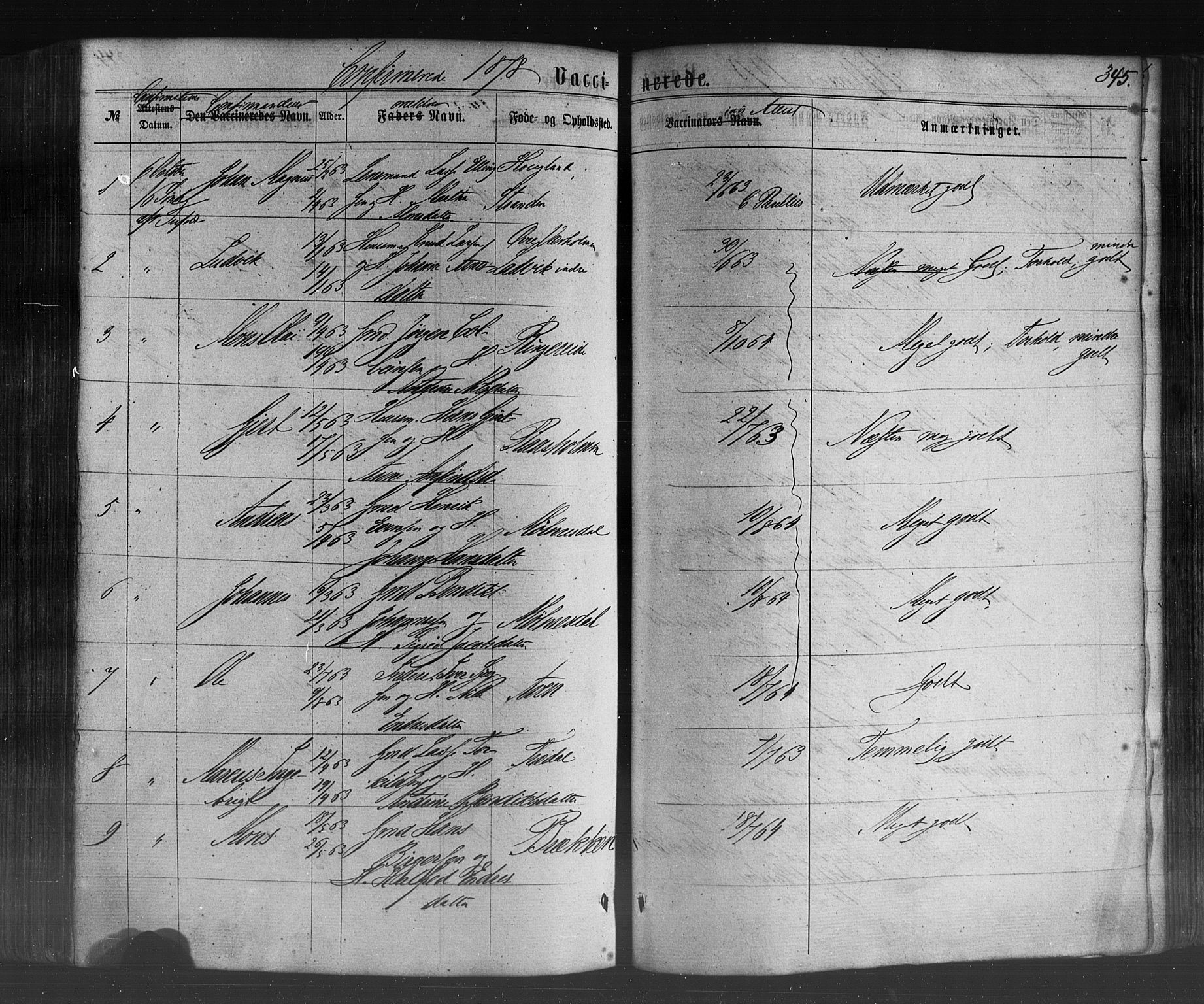 Lavik sokneprestembete, SAB/A-80901: Parish register (official) no. A 4, 1864-1881, p. 345