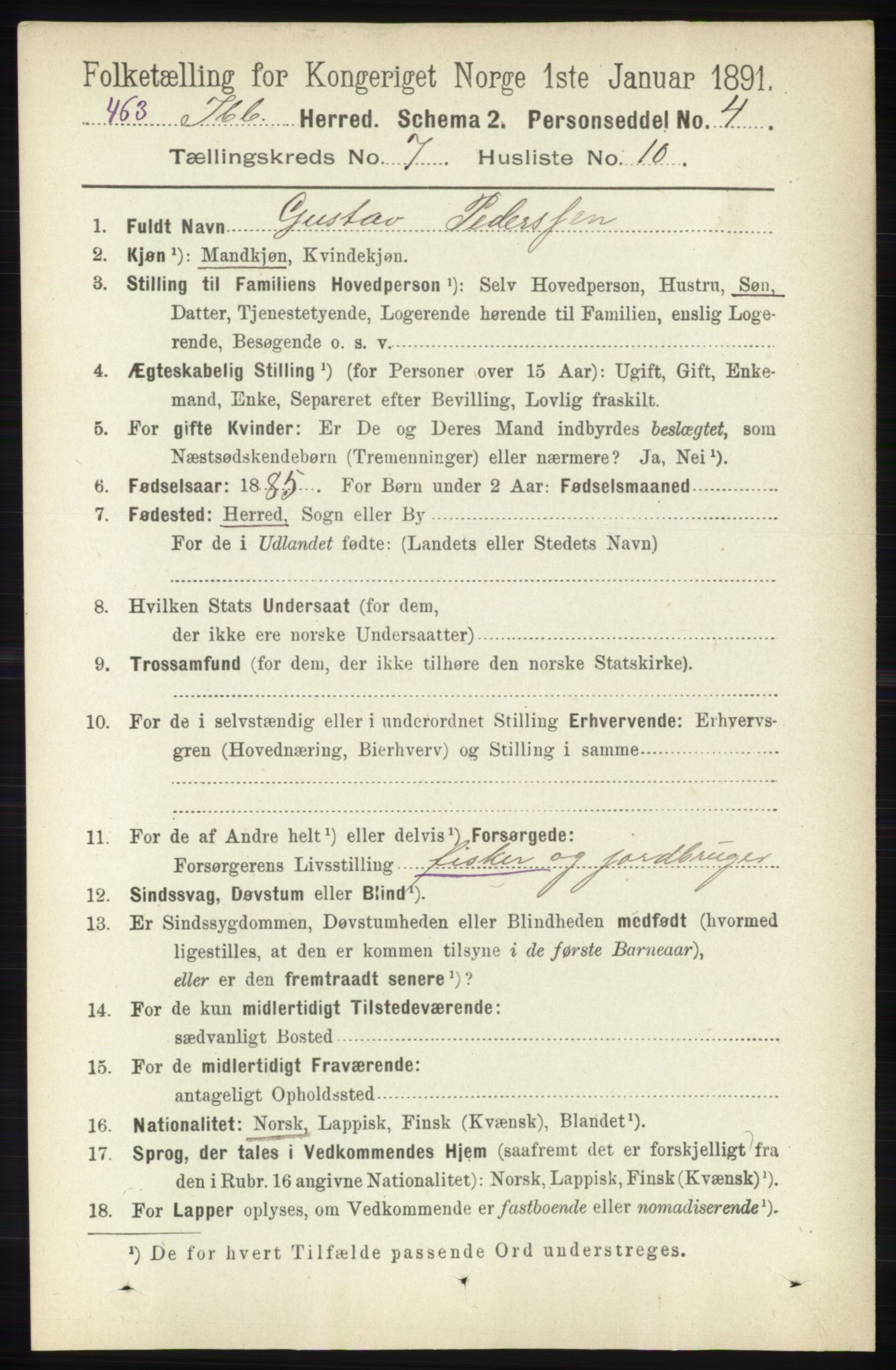 RA, 1891 census for 1917 Ibestad, 1891, p. 4242