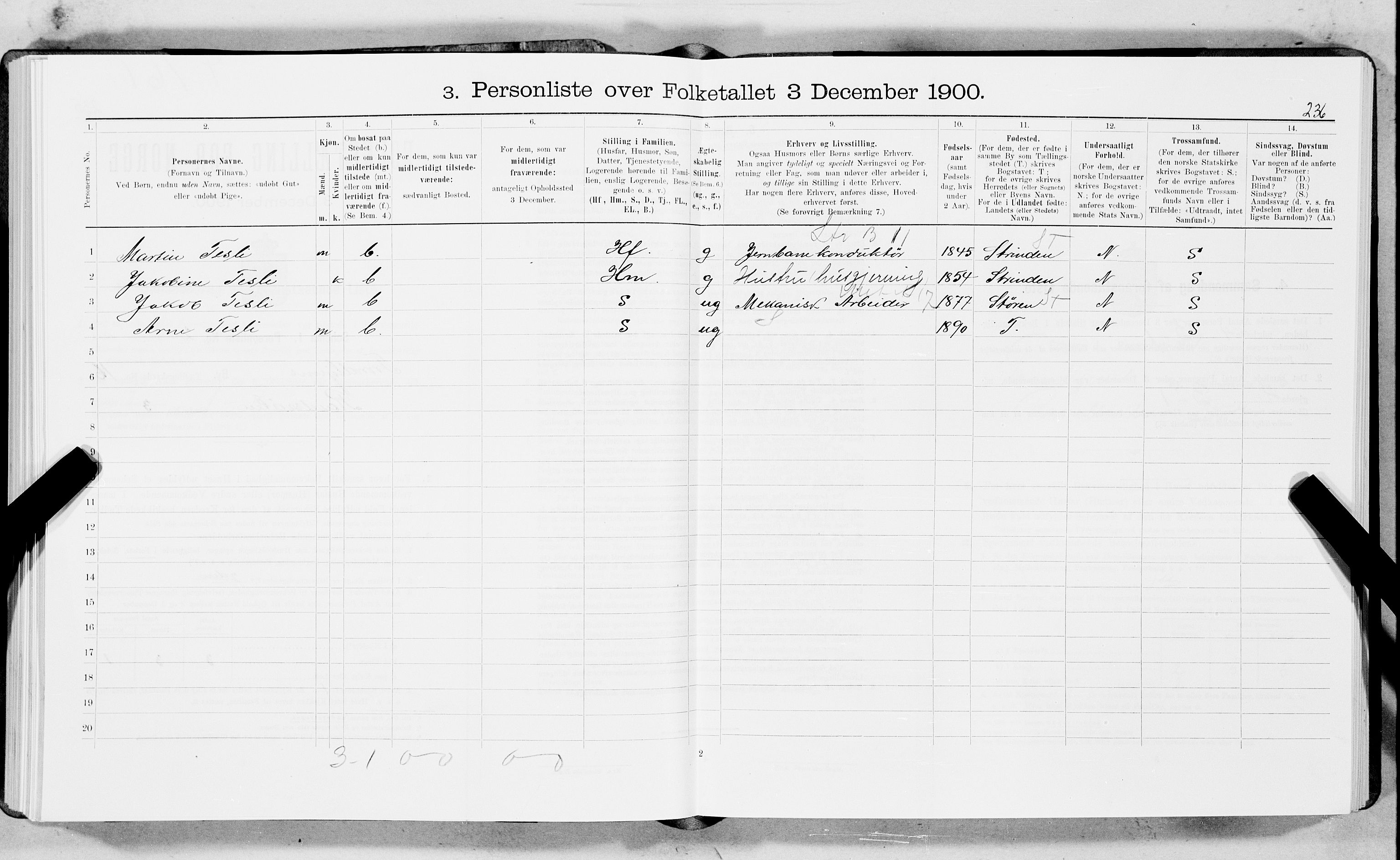 SAT, 1900 census for Trondheim, 1900, p. 2775