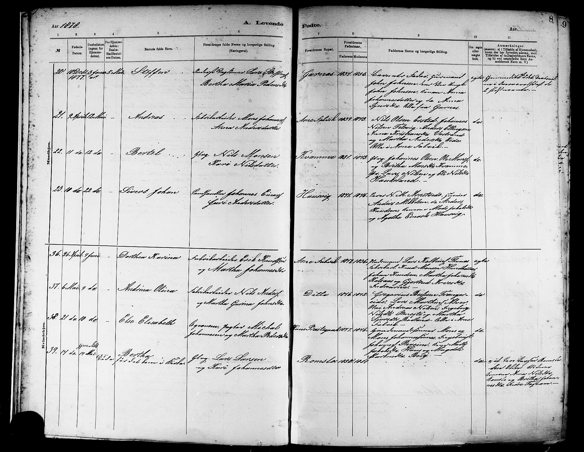 Haus sokneprestembete, SAB/A-75601/H/Haa: Parish register (official) no. A 19I, 1878-1886, p. 8