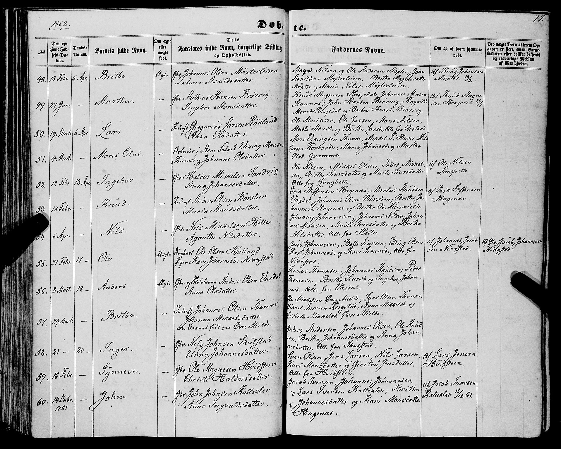 Haus sokneprestembete, SAB/A-75601/H/Haa: Parish register (official) no. A 17, 1858-1870, p. 77