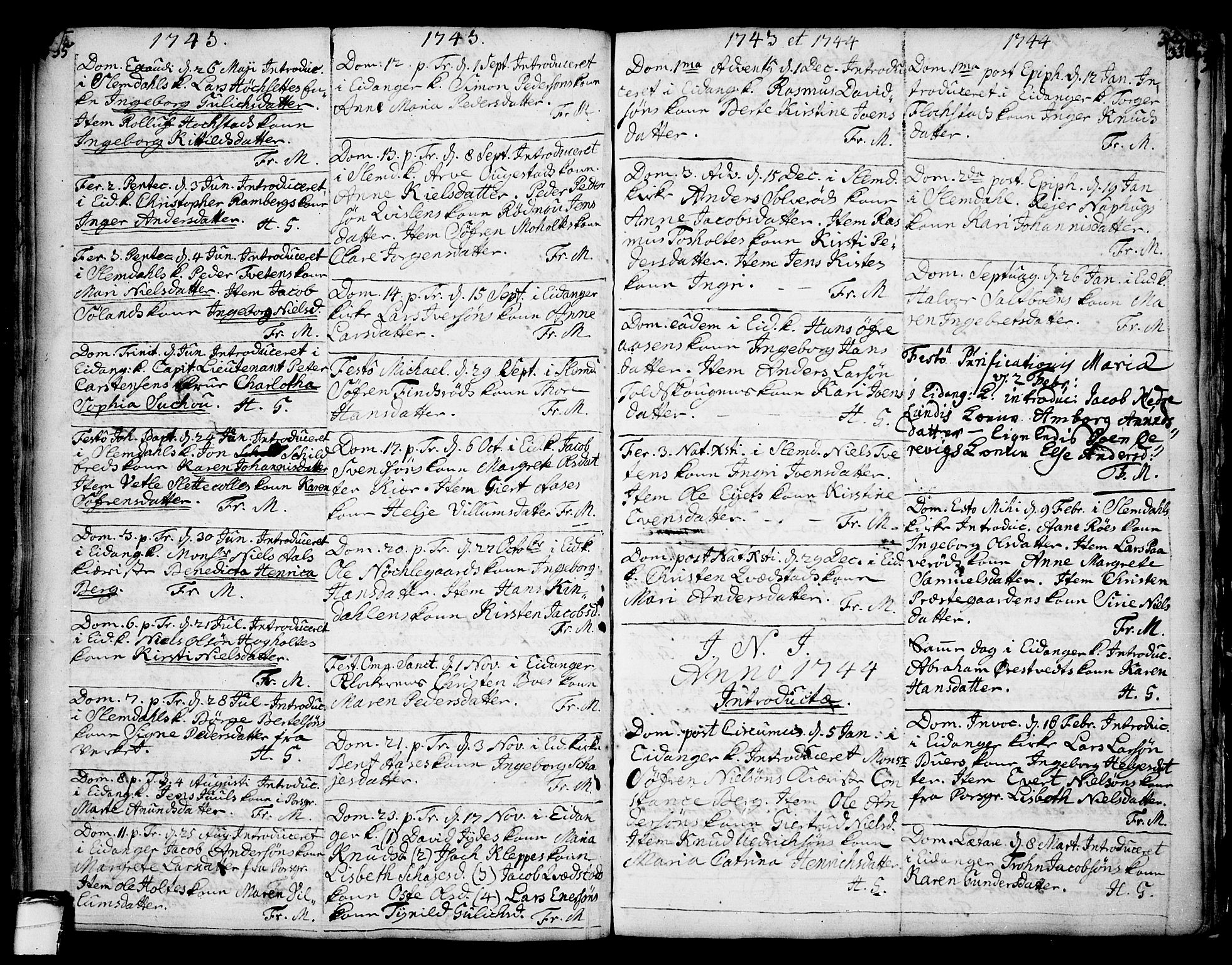 Eidanger kirkebøker, SAKO/A-261/F/Fa/L0004: Parish register (official) no. 4, 1733-1759, p. 335-336