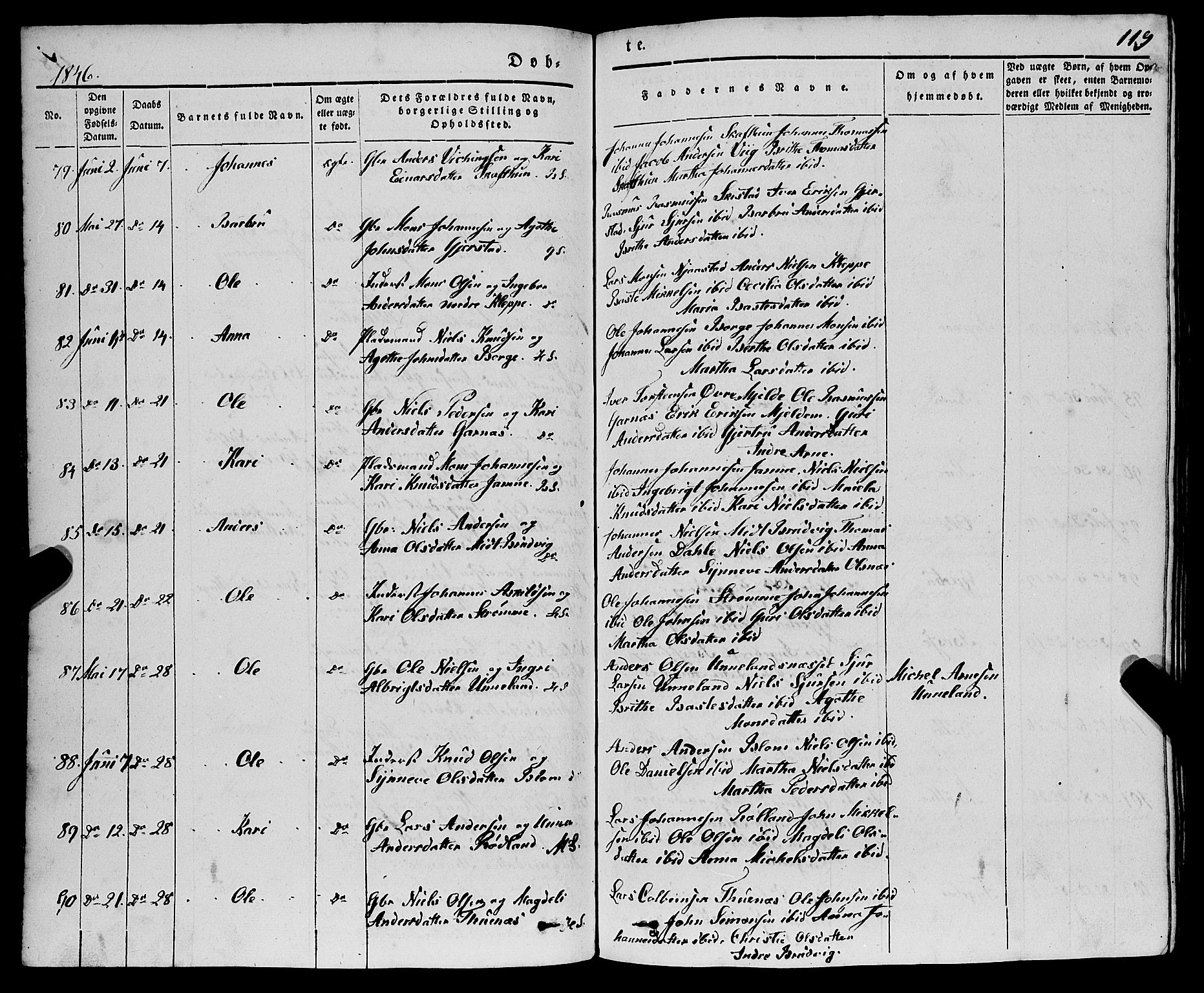 Haus sokneprestembete, AV/SAB-A-75601/H/Haa: Parish register (official) no. A 15, 1838-1847, p. 119