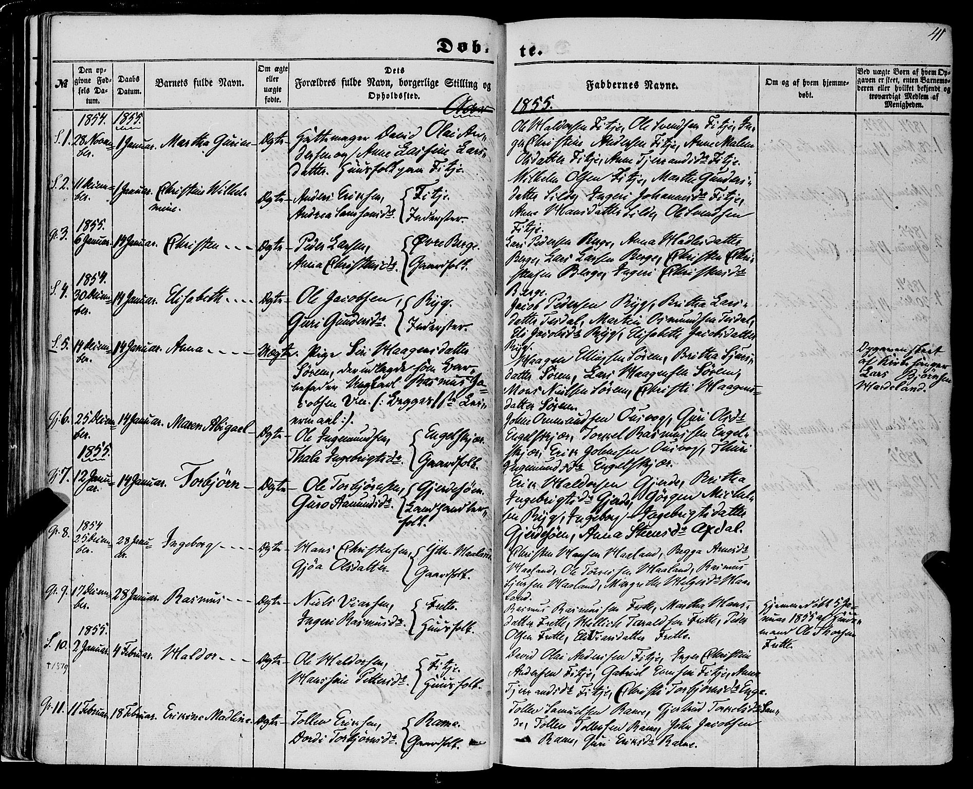 Etne sokneprestembete, AV/SAB-A-75001/H/Haa: Parish register (official) no. A 8, 1848-1862, p. 41