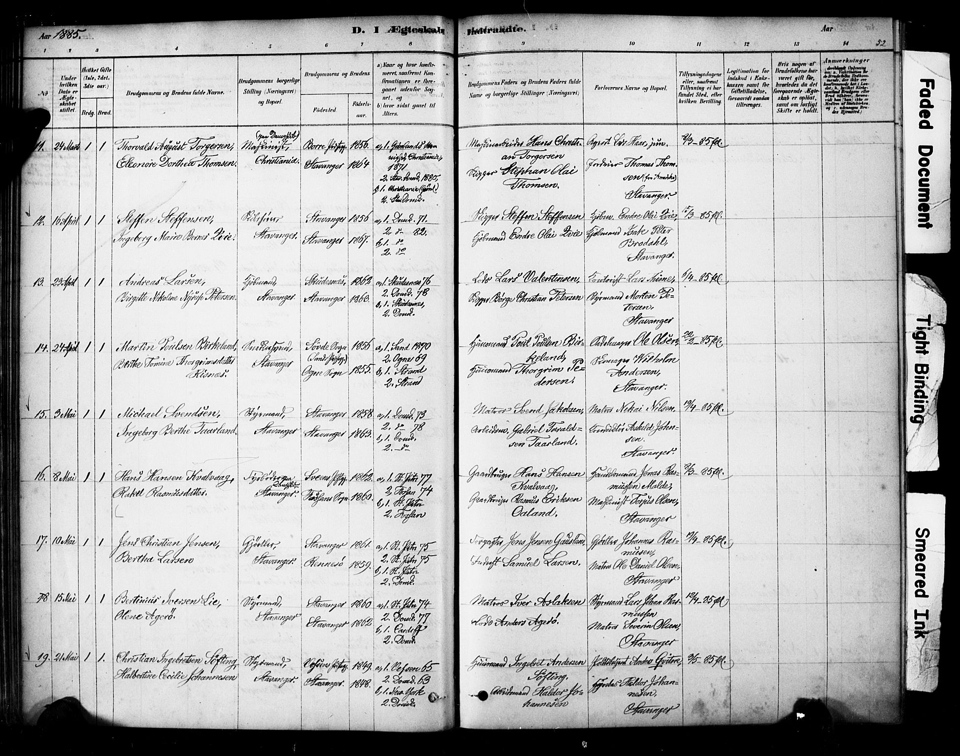 Domkirken sokneprestkontor, AV/SAST-A-101812/001/30/30BA/L0029: Parish register (official) no. A 28, 1878-1904, p. 52