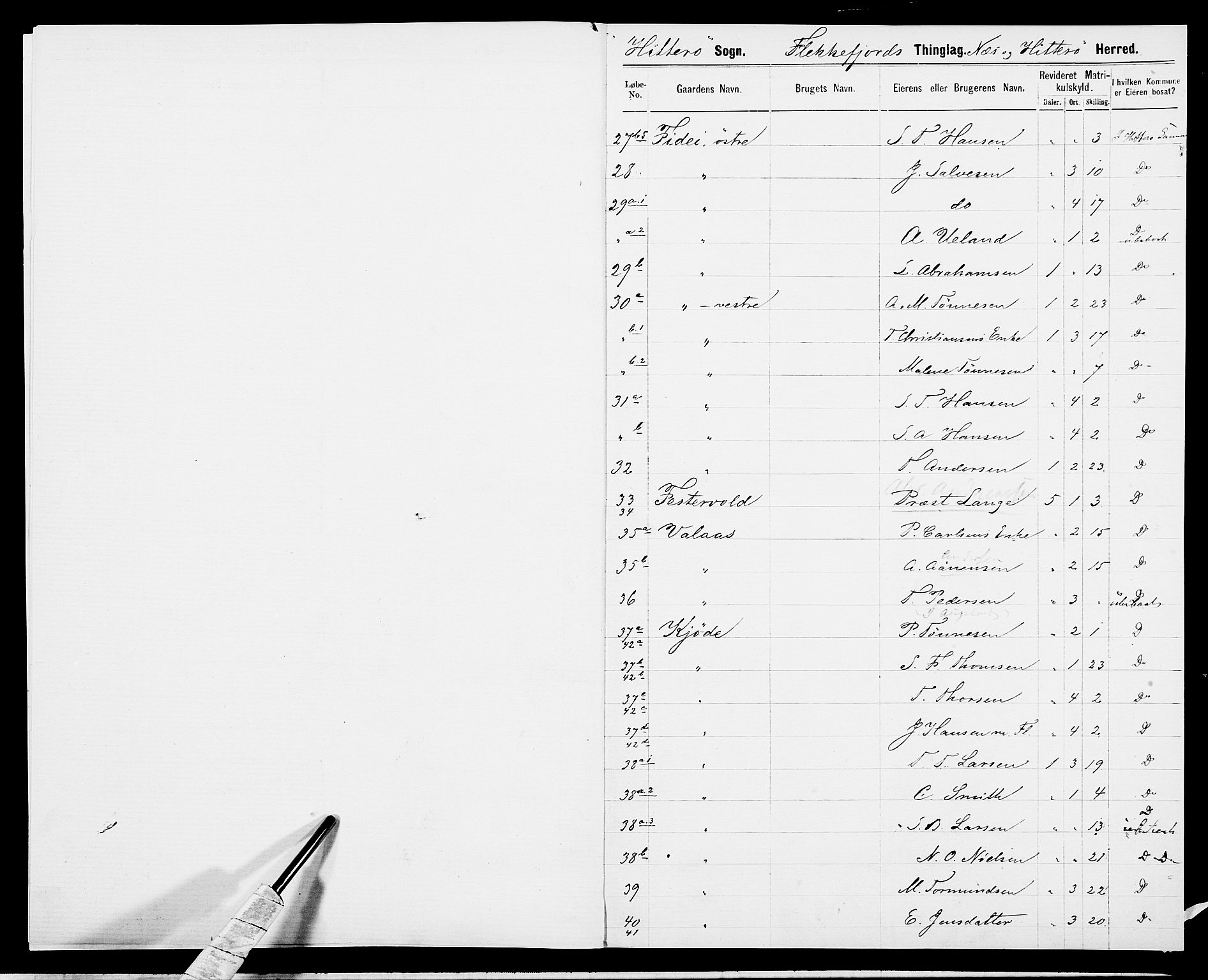 SAK, 1875 census for 1042L Flekkefjord/Nes og Hidra, 1875, p. 5